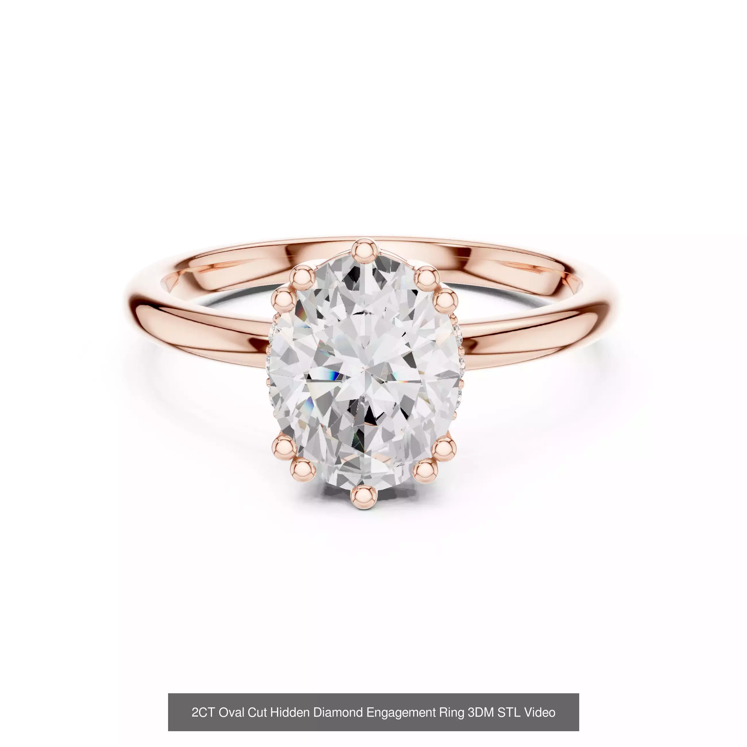 211 Oval Cut Diamond Rings 3DM STL OBJ FBX 3 Color Render Video 3D Model Collection_163