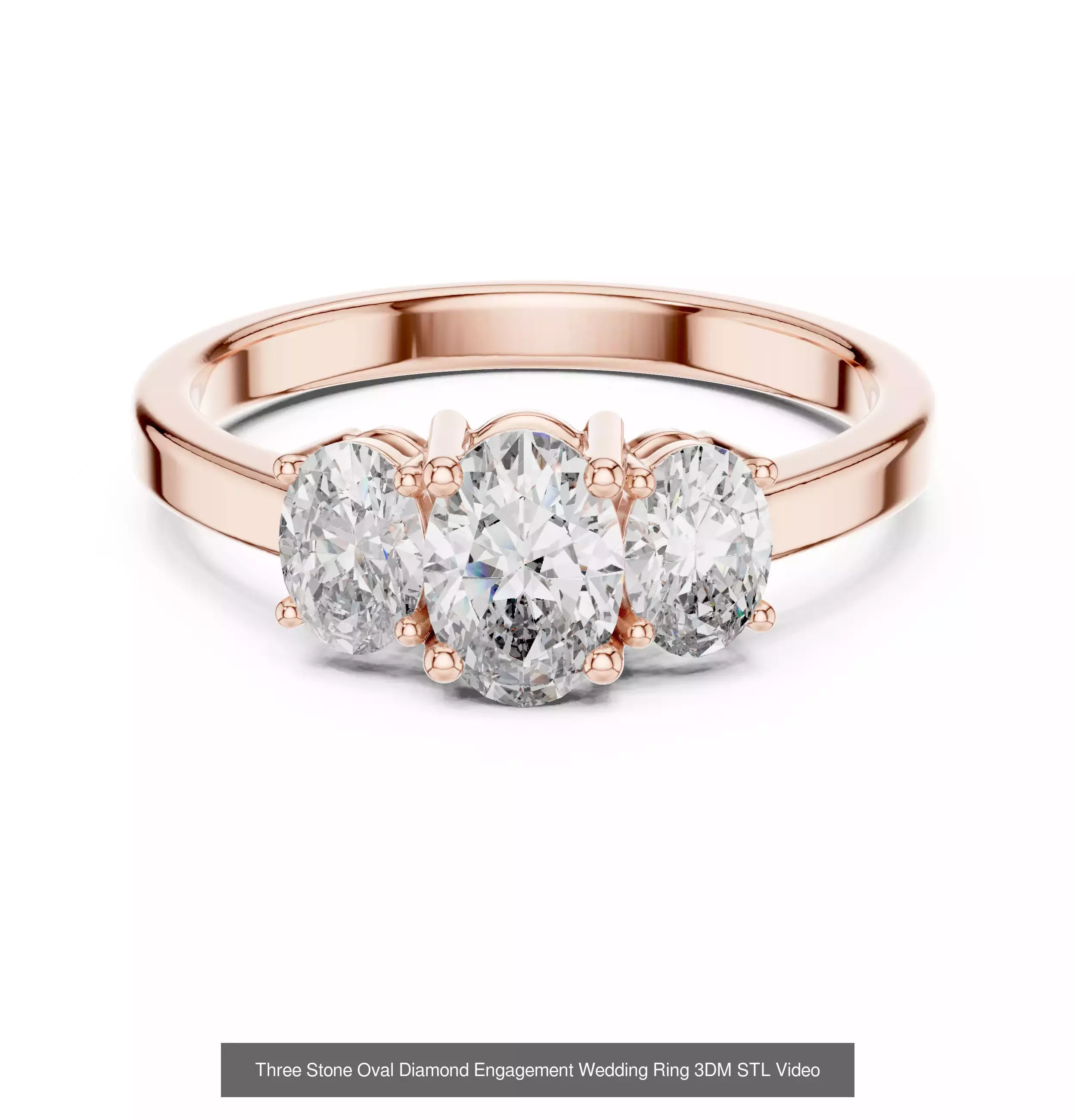 211 Oval Cut Diamond Rings 3DM STL OBJ FBX 3 Color Render Video 3D Model Collection_66