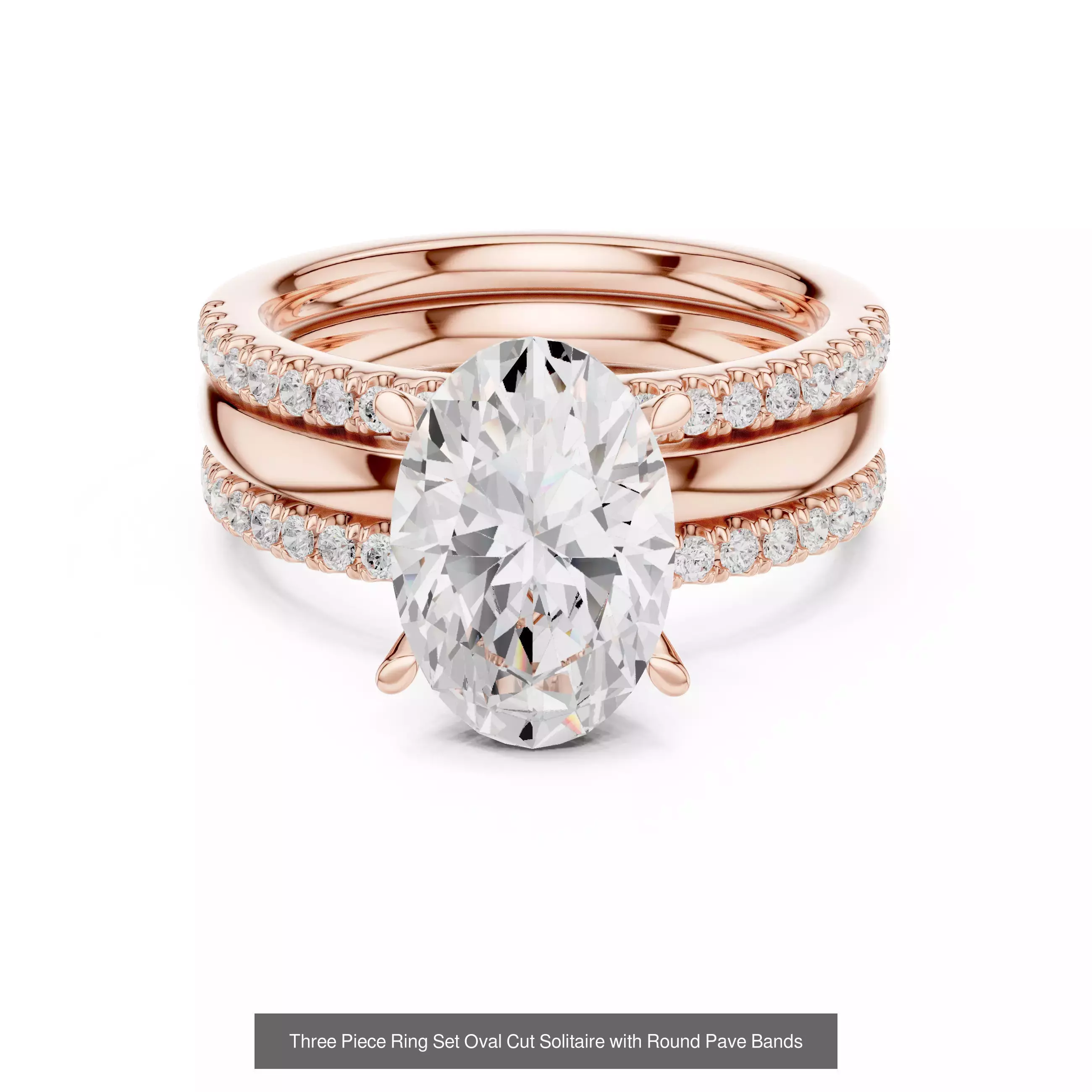 211 Oval Cut Diamond Rings 3DM STL OBJ FBX 3 Color Render Video 3D Model Collection_179