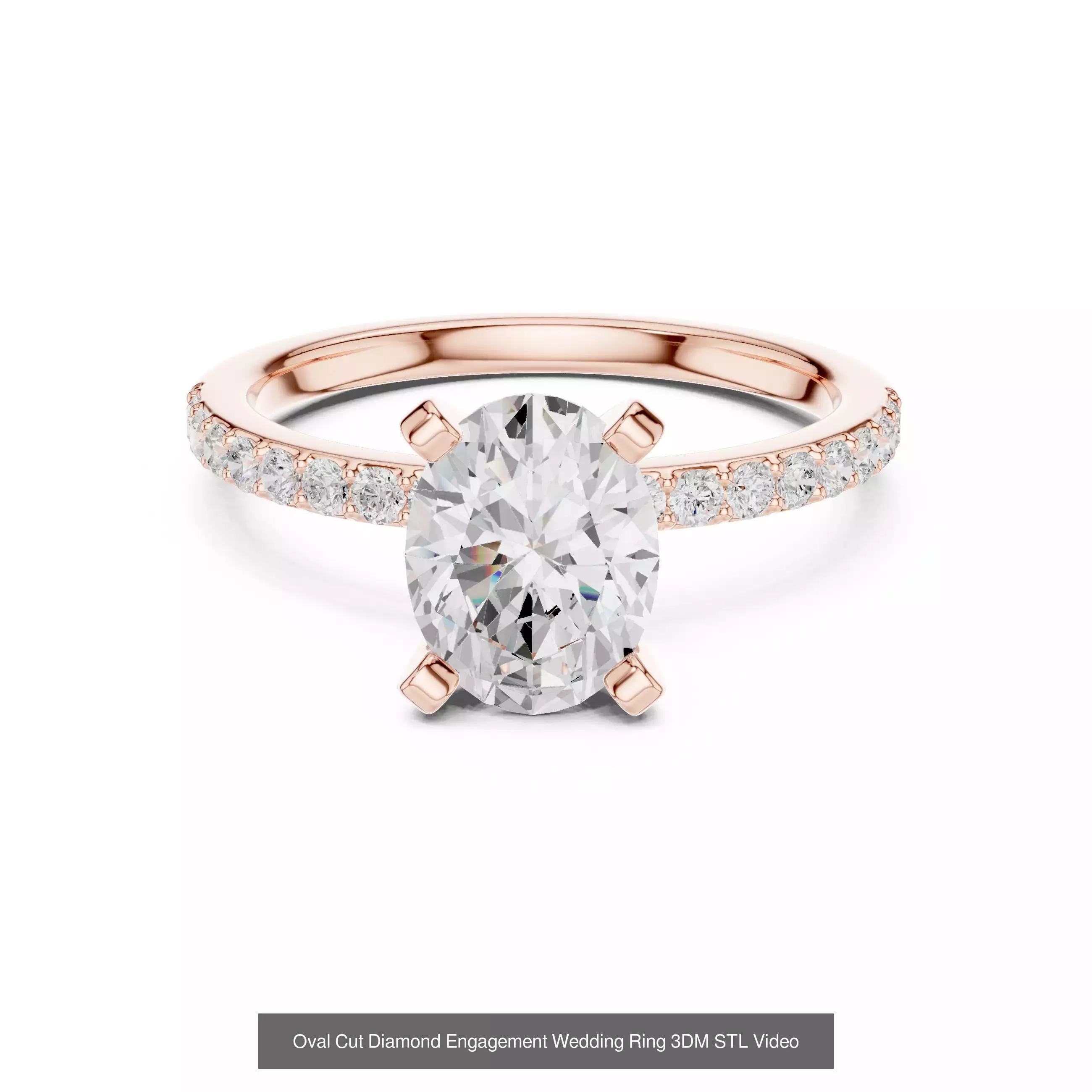 211 Oval Cut Diamond Rings 3DM STL OBJ FBX 3 Color Render Video 3D Model Collection_158