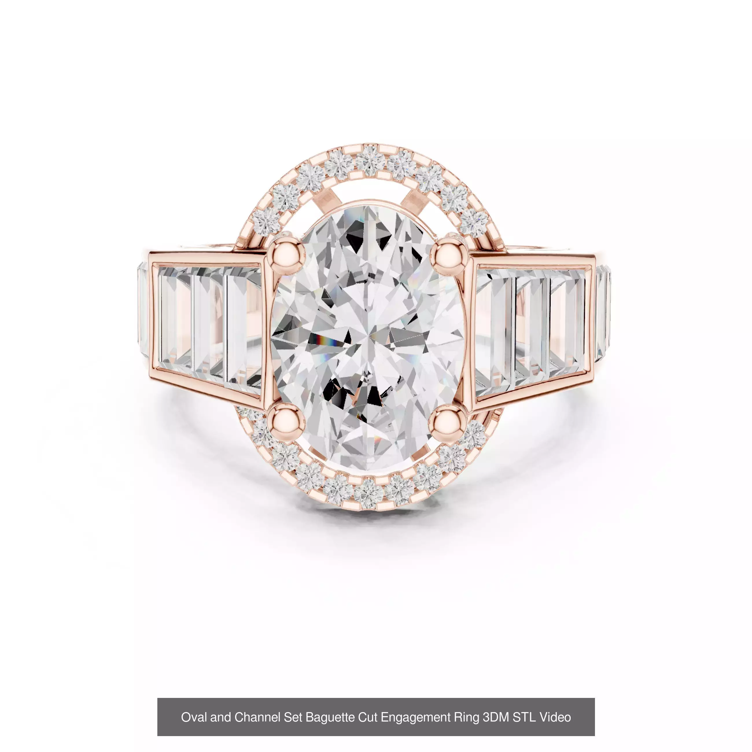 211 Oval Cut Diamond Rings 3DM STL OBJ FBX 3 Color Render Video 3D Model Collection_119