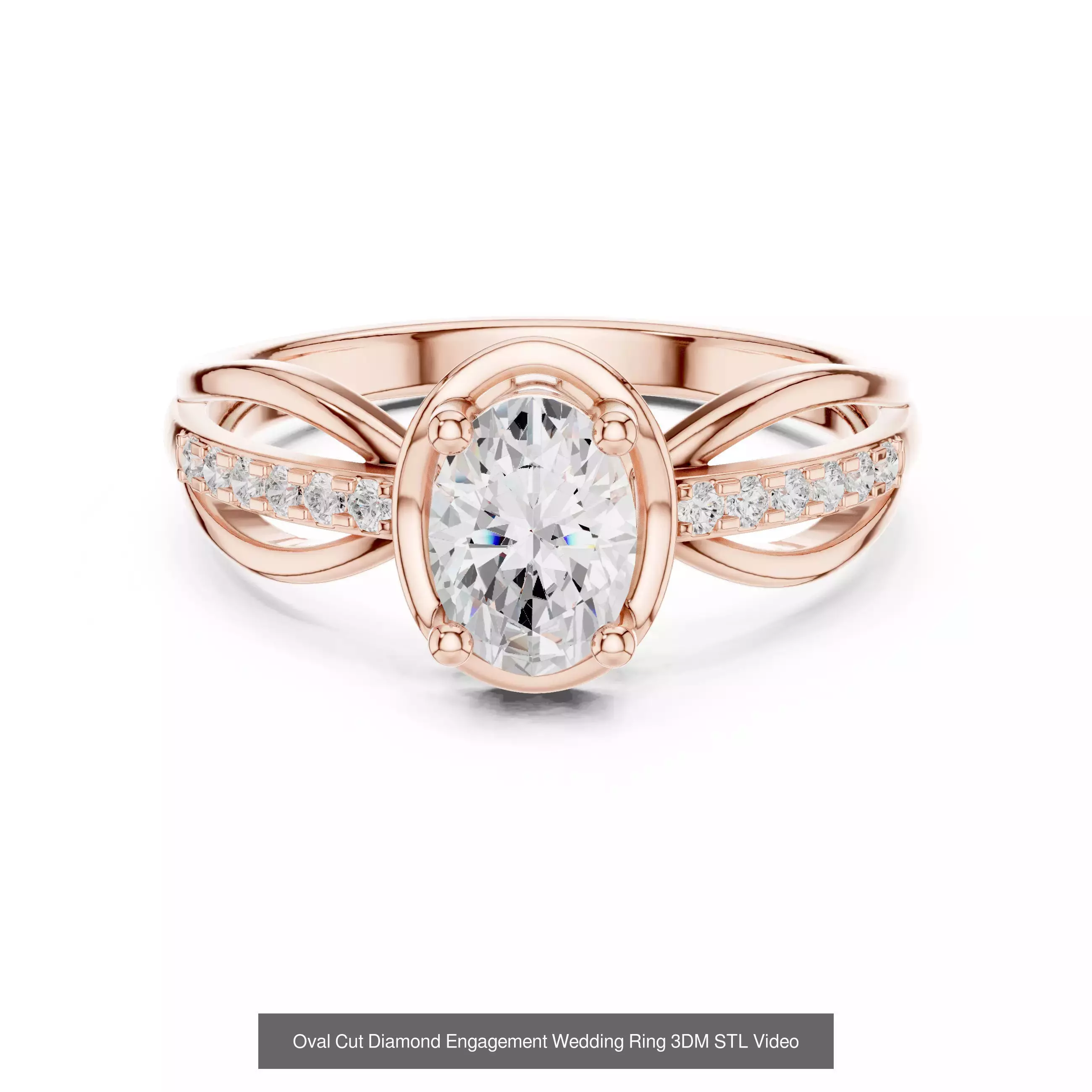 211 Oval Cut Diamond Rings 3DM STL OBJ FBX 3 Color Render Video 3D Model Collection_143