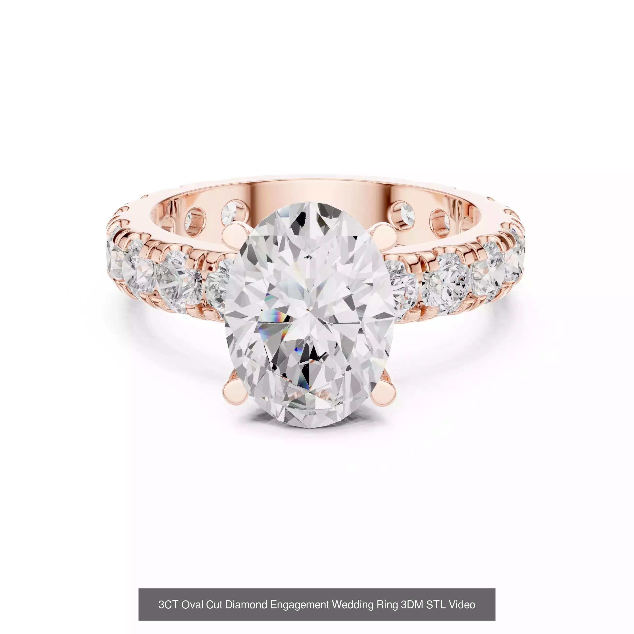 211 Oval Cut Diamond Rings 3DM STL OBJ FBX 3 Color Render Video 3D Model Collection_51