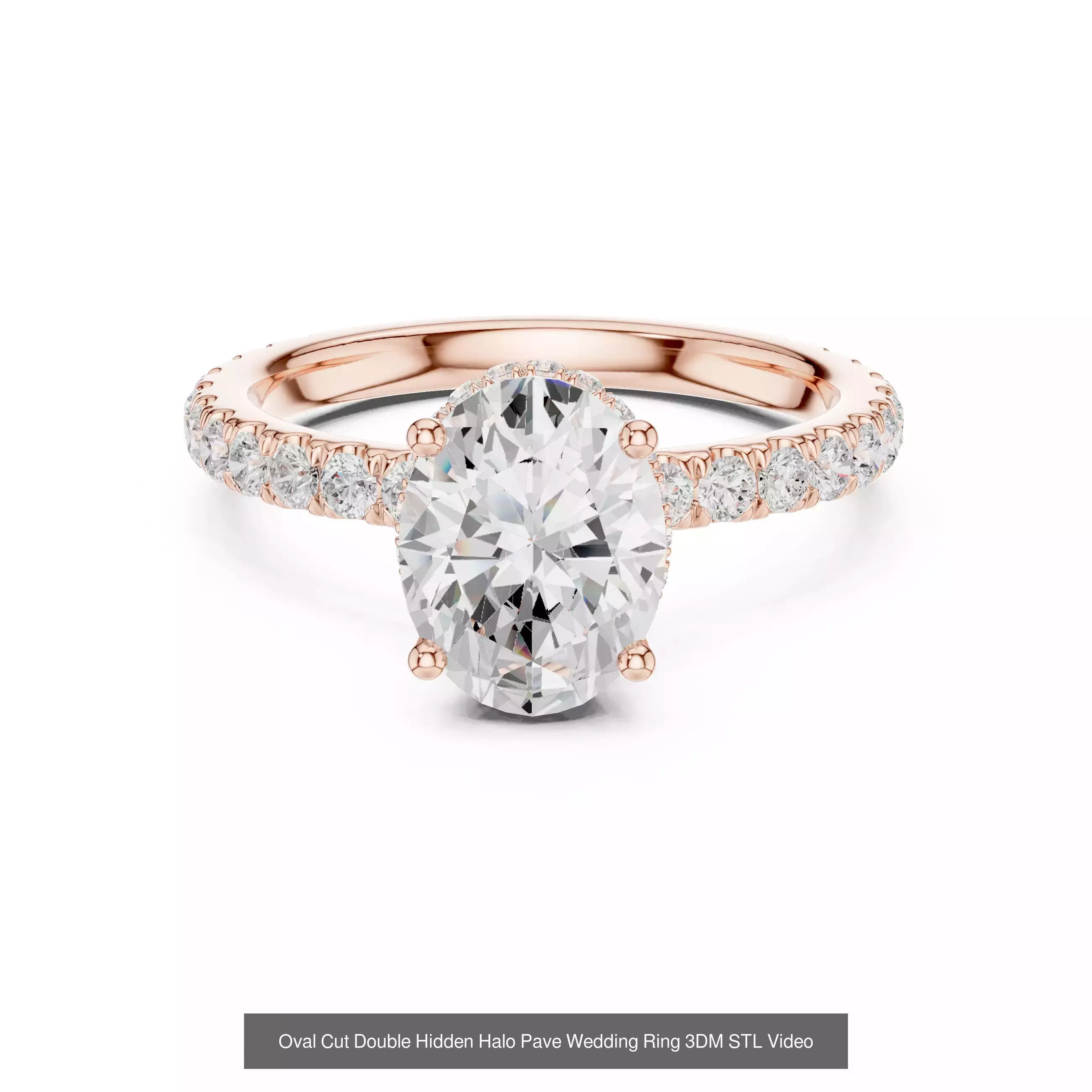 211 Oval Cut Diamond Rings 3DM STL OBJ FBX 3 Color Render Video 3D Model Collection_200