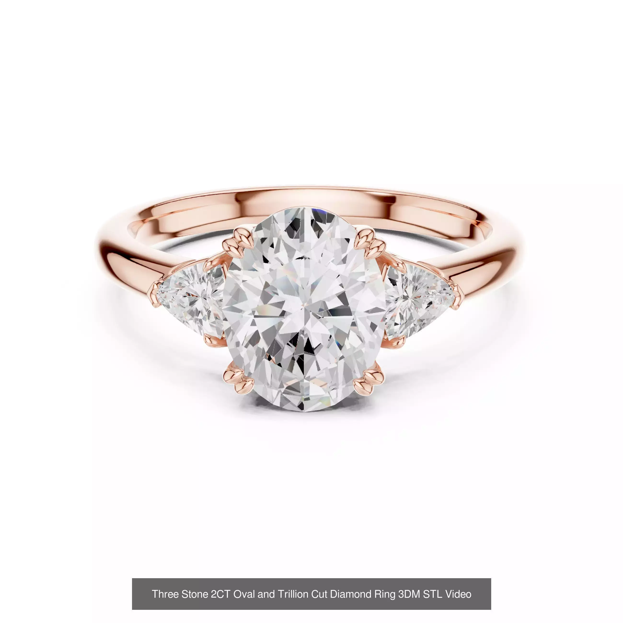 211 Oval Cut Diamond Rings 3DM STL OBJ FBX 3 Color Render Video 3D Model Collection_173