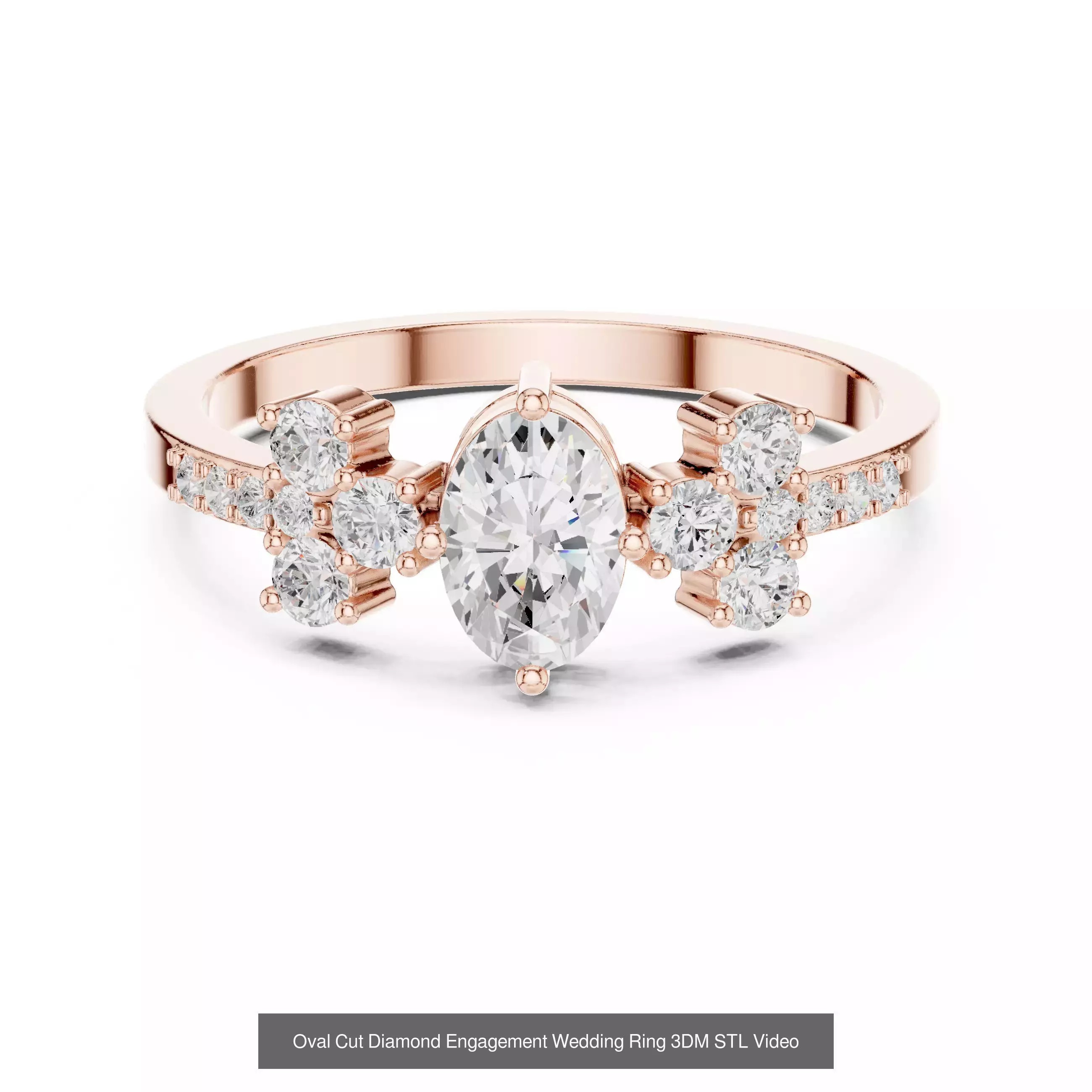 211 Oval Cut Diamond Rings 3DM STL OBJ FBX 3 Color Render Video 3D Model Collection_38