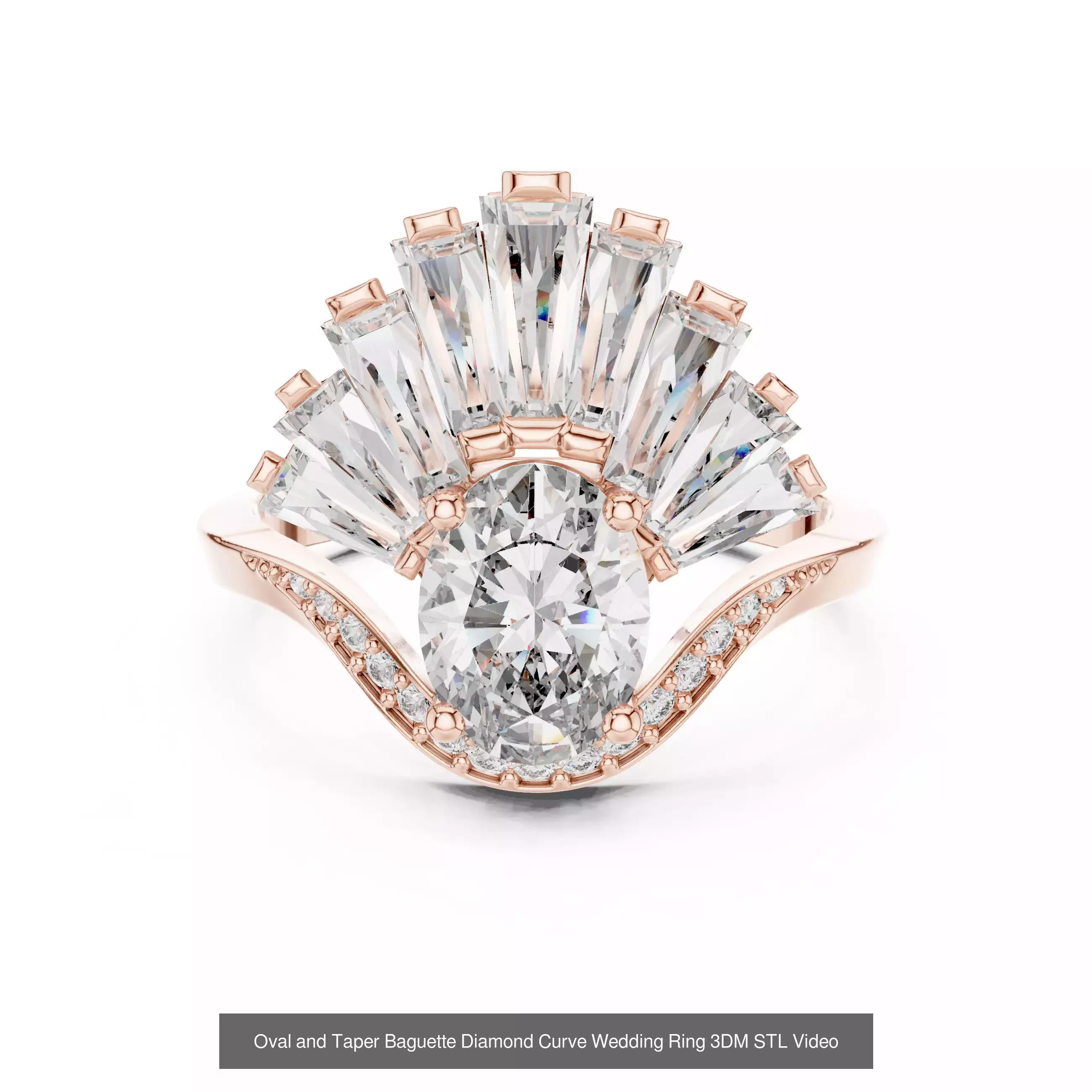 211 Oval Cut Diamond Rings 3DM STL OBJ FBX 3 Color Render Video 3D Model Collection_96