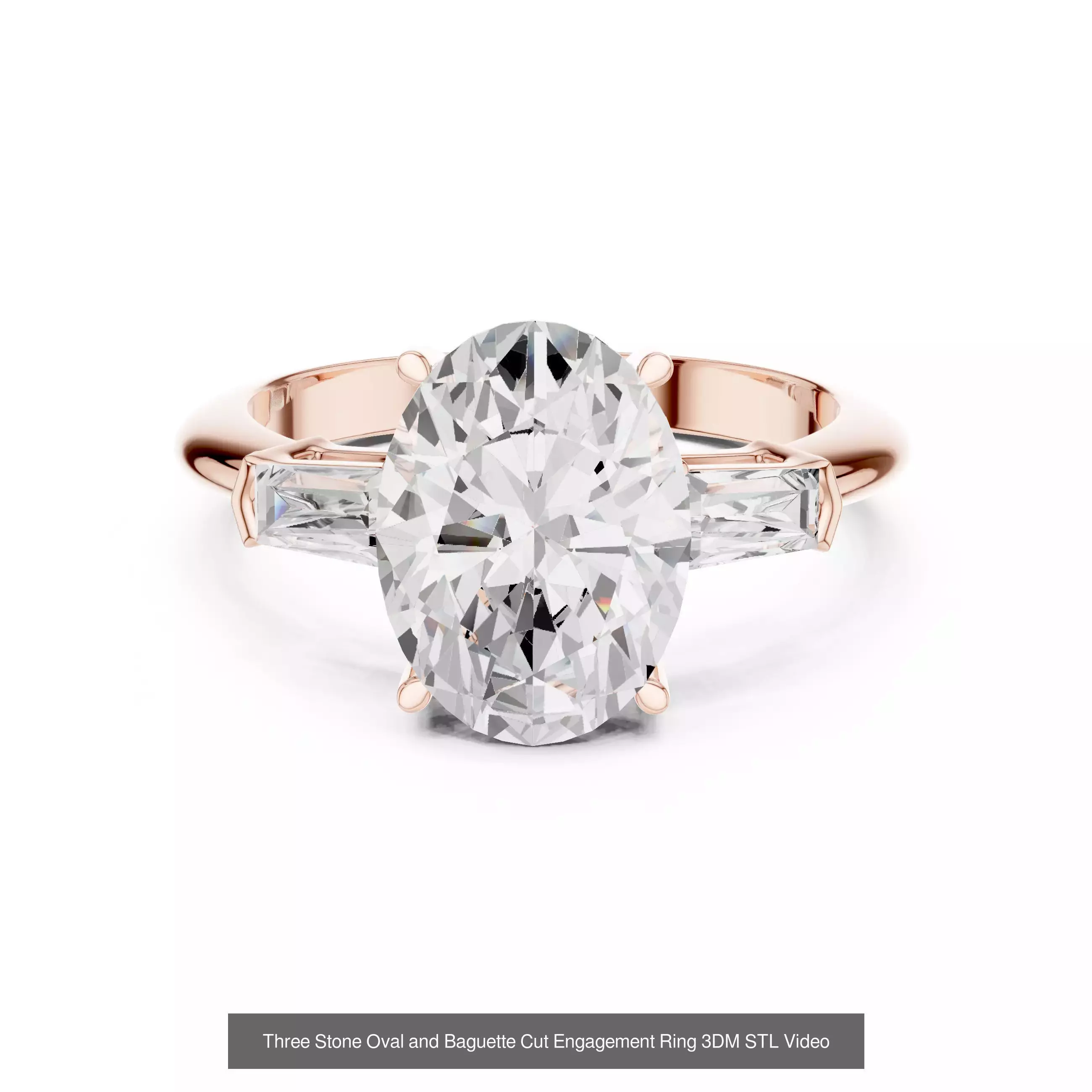 211 Oval Cut Diamond Rings 3DM STL OBJ FBX 3 Color Render Video 3D Model Collection_53