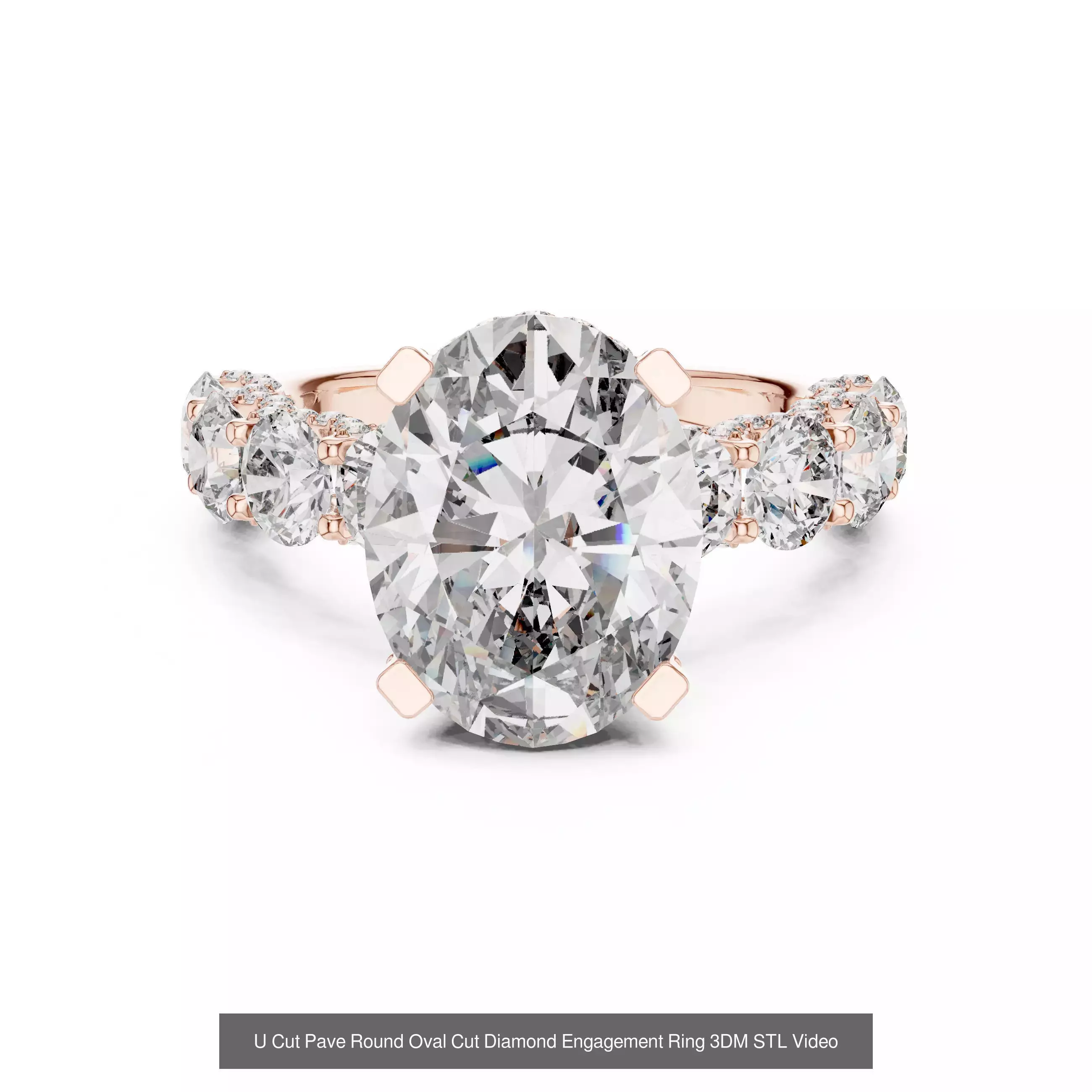 211 Oval Cut Diamond Rings 3DM STL OBJ FBX 3 Color Render Video 3D Model Collection_100