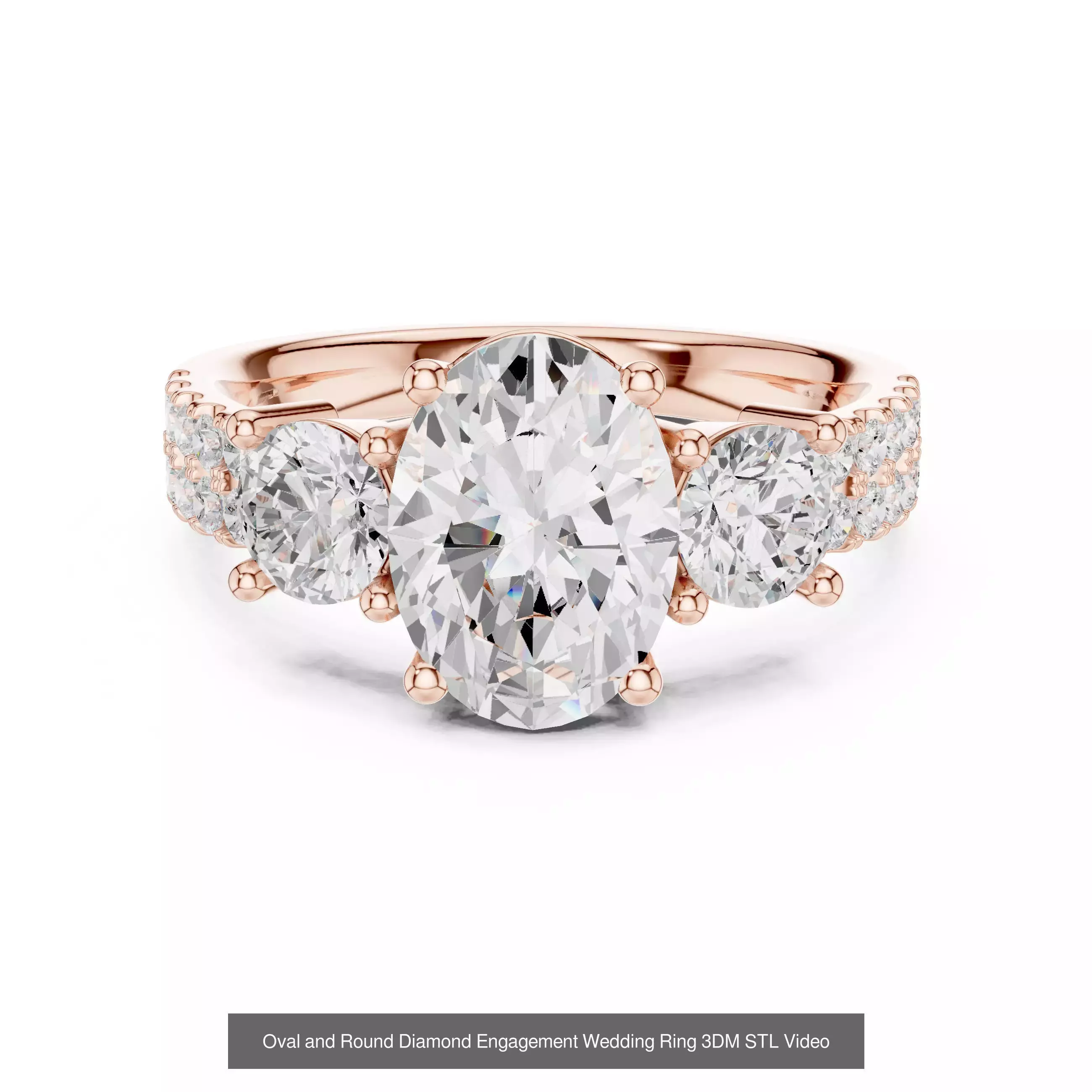 211 Oval Cut Diamond Rings 3DM STL OBJ FBX 3 Color Render Video 3D Model Collection_64