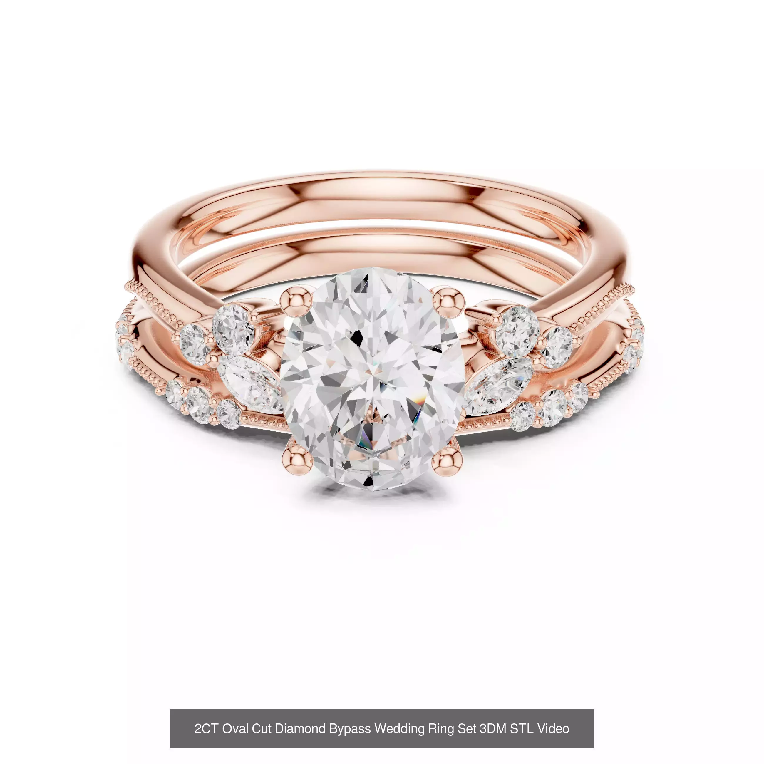 211 Oval Cut Diamond Rings 3DM STL OBJ FBX 3 Color Render Video 3D Model Collection_180