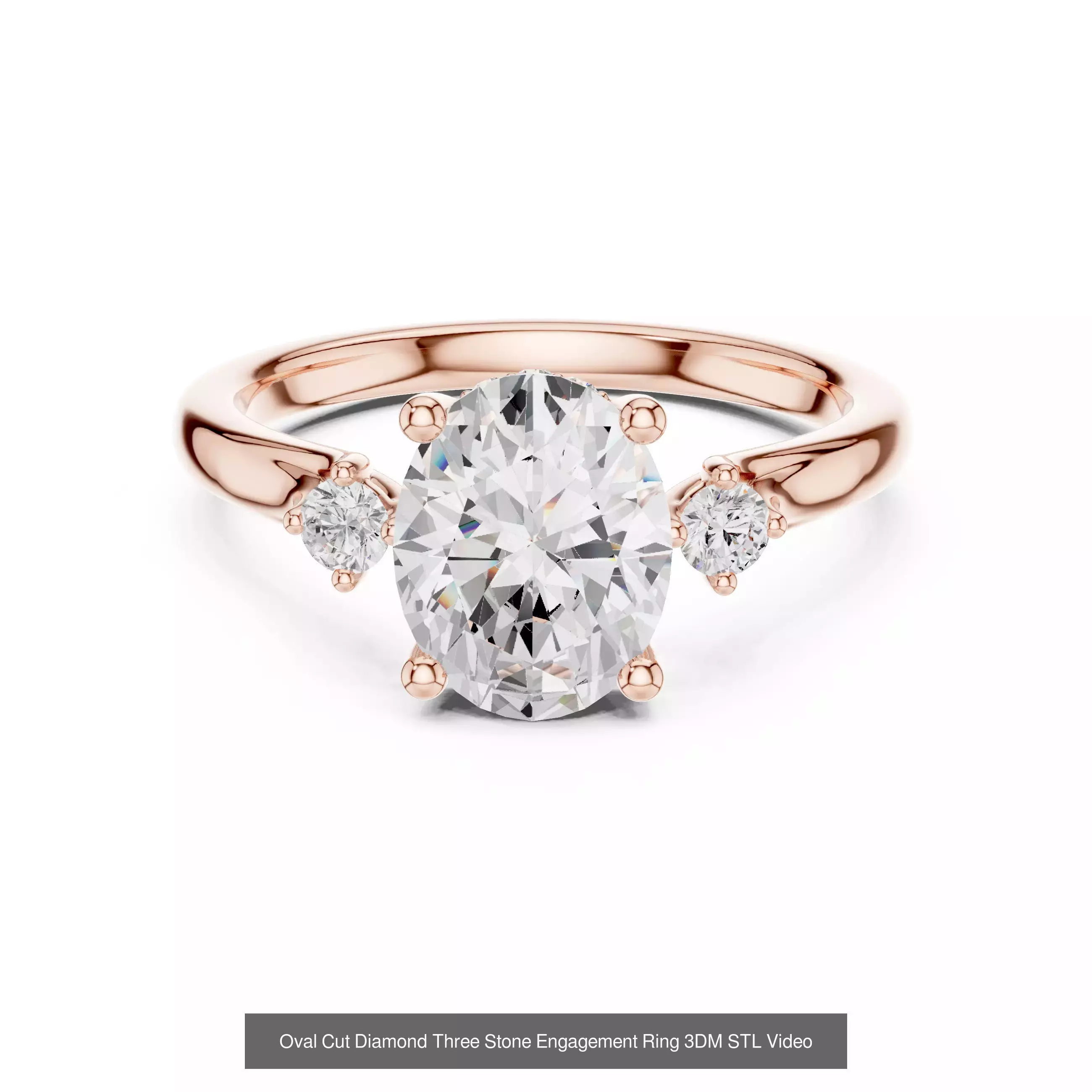 211 Oval Cut Diamond Rings 3DM STL OBJ FBX 3 Color Render Video 3D Model Collection_155