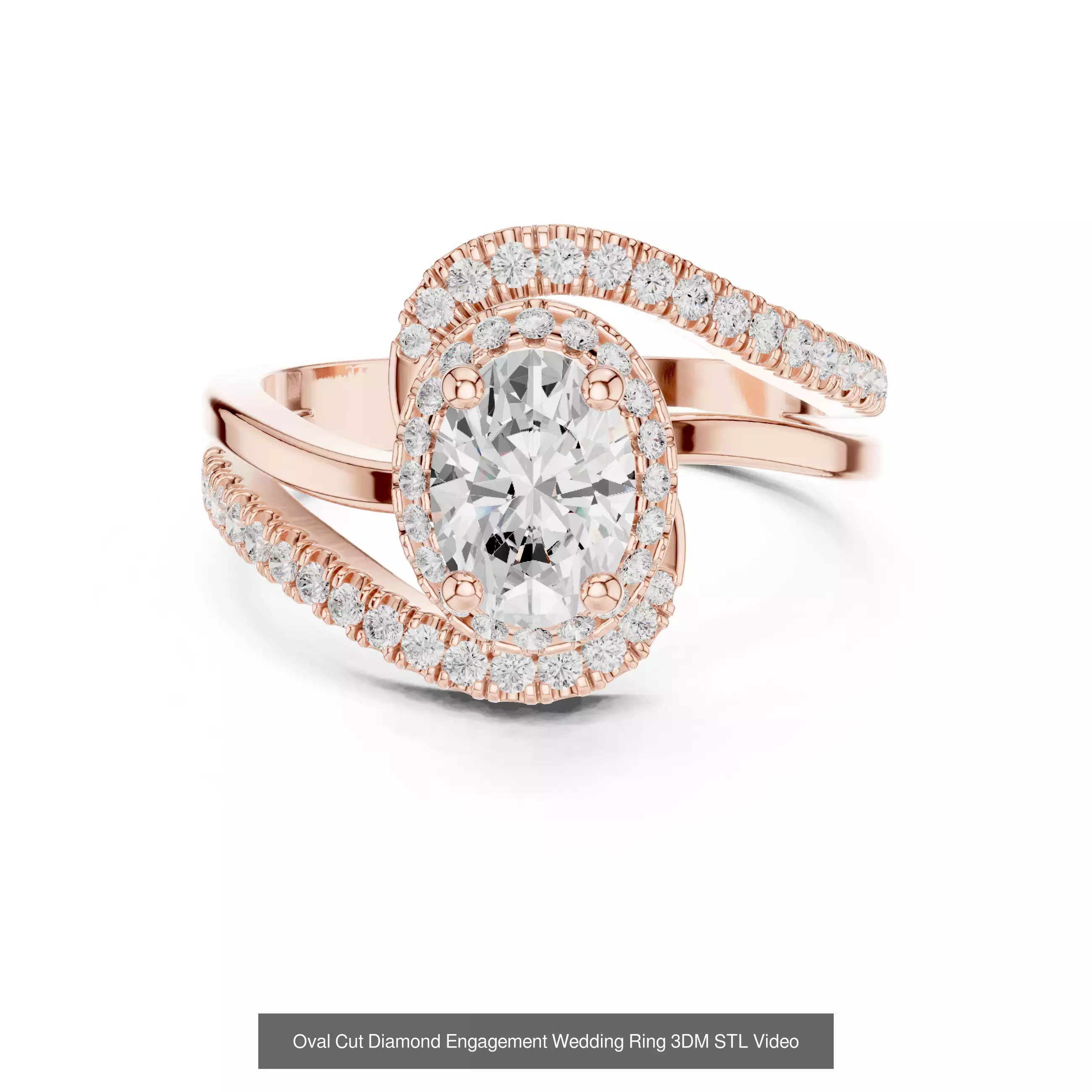 211 Oval Cut Diamond Rings 3DM STL OBJ FBX 3 Color Render Video 3D Model Collection_114