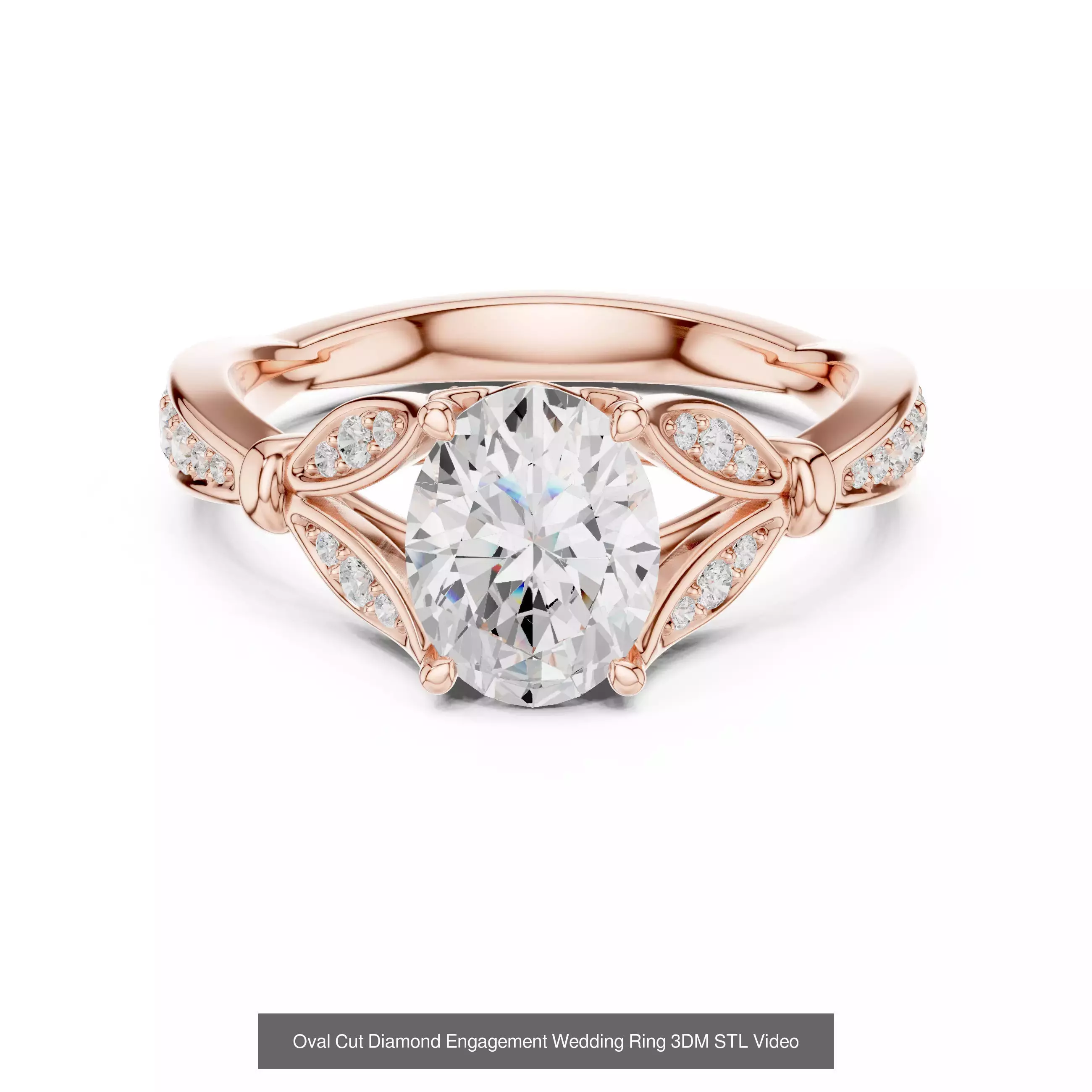 211 Oval Cut Diamond Rings 3DM STL OBJ FBX 3 Color Render Video 3D Model Collection_164