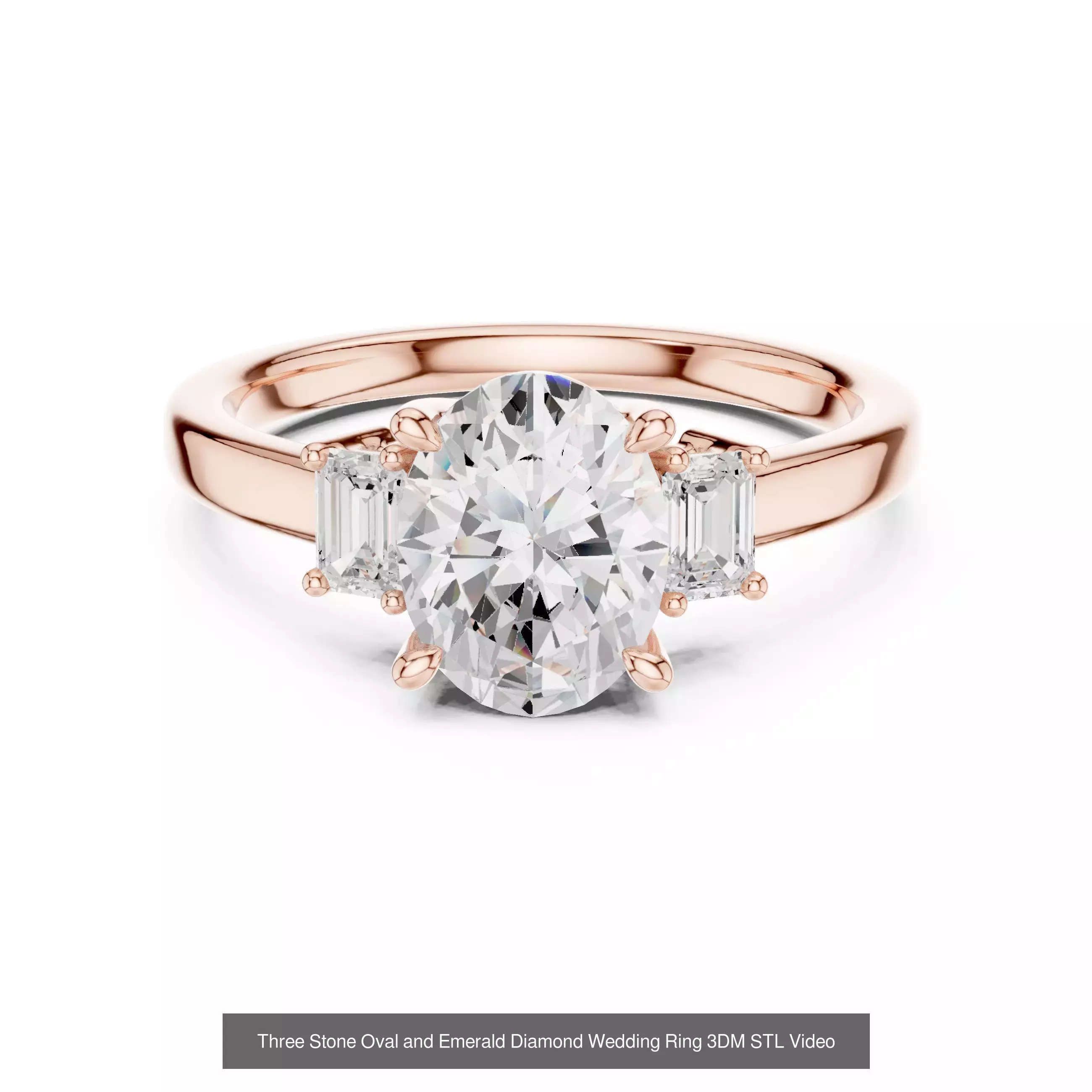 211 Oval Cut Diamond Rings 3DM STL OBJ FBX 3 Color Render Video 3D Model Collection_191