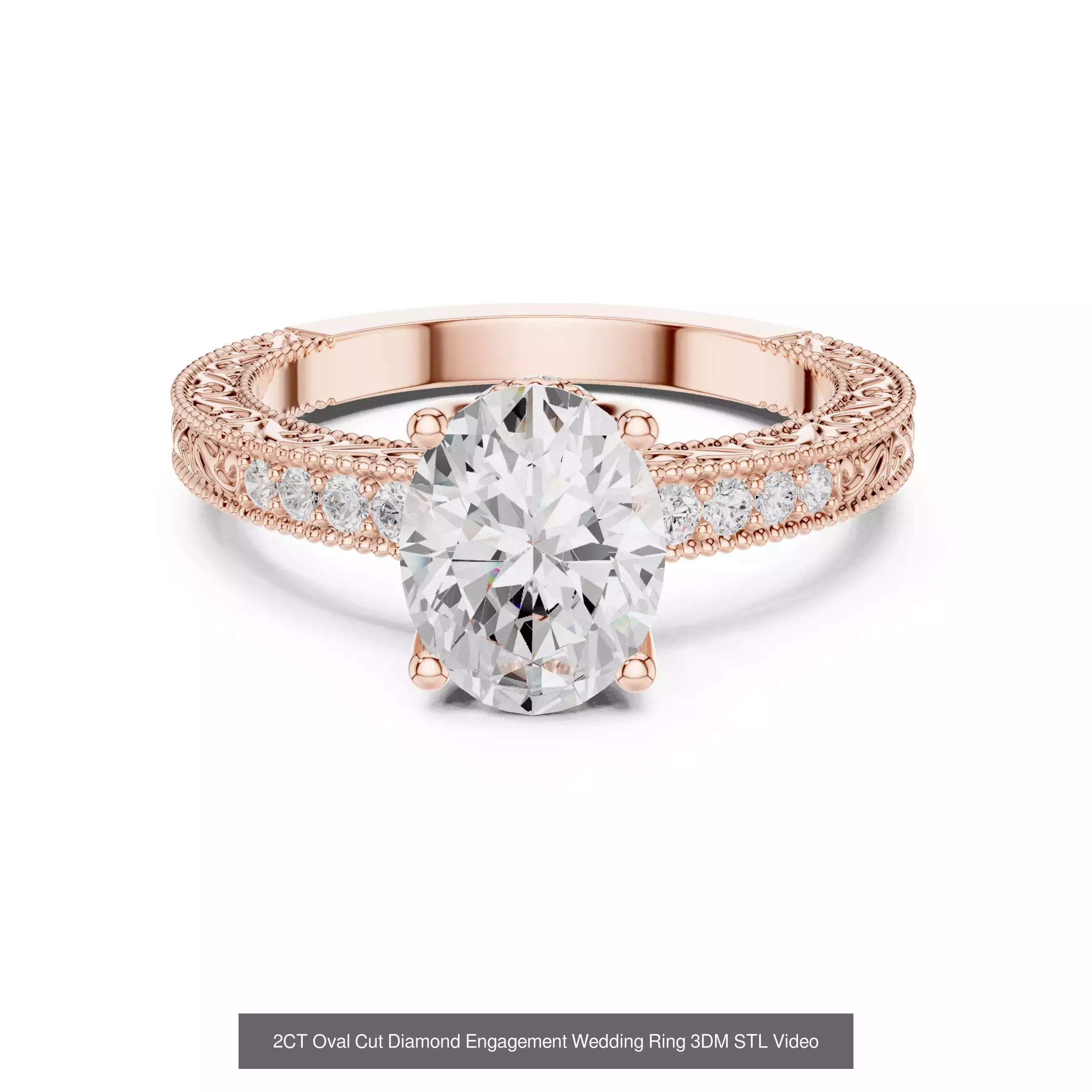 211 Oval Cut Diamond Rings 3DM STL OBJ FBX 3 Color Render Video 3D Model Collection_159