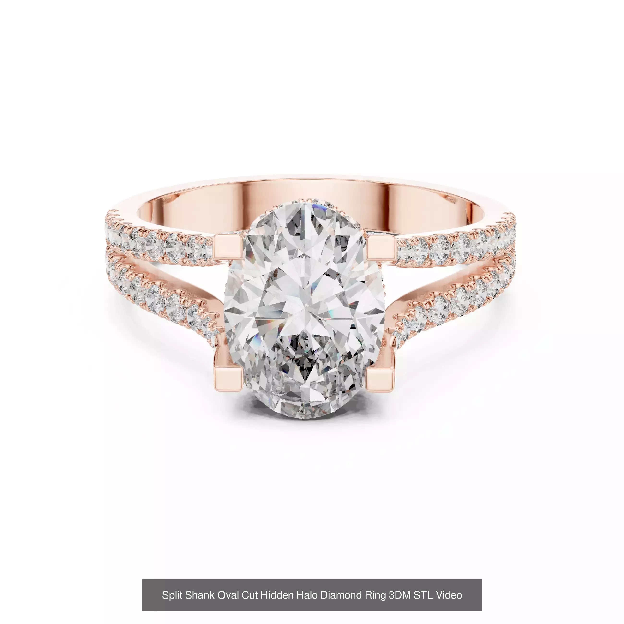 211 Oval Cut Diamond Rings 3DM STL OBJ FBX 3 Color Render Video 3D Model Collection_129