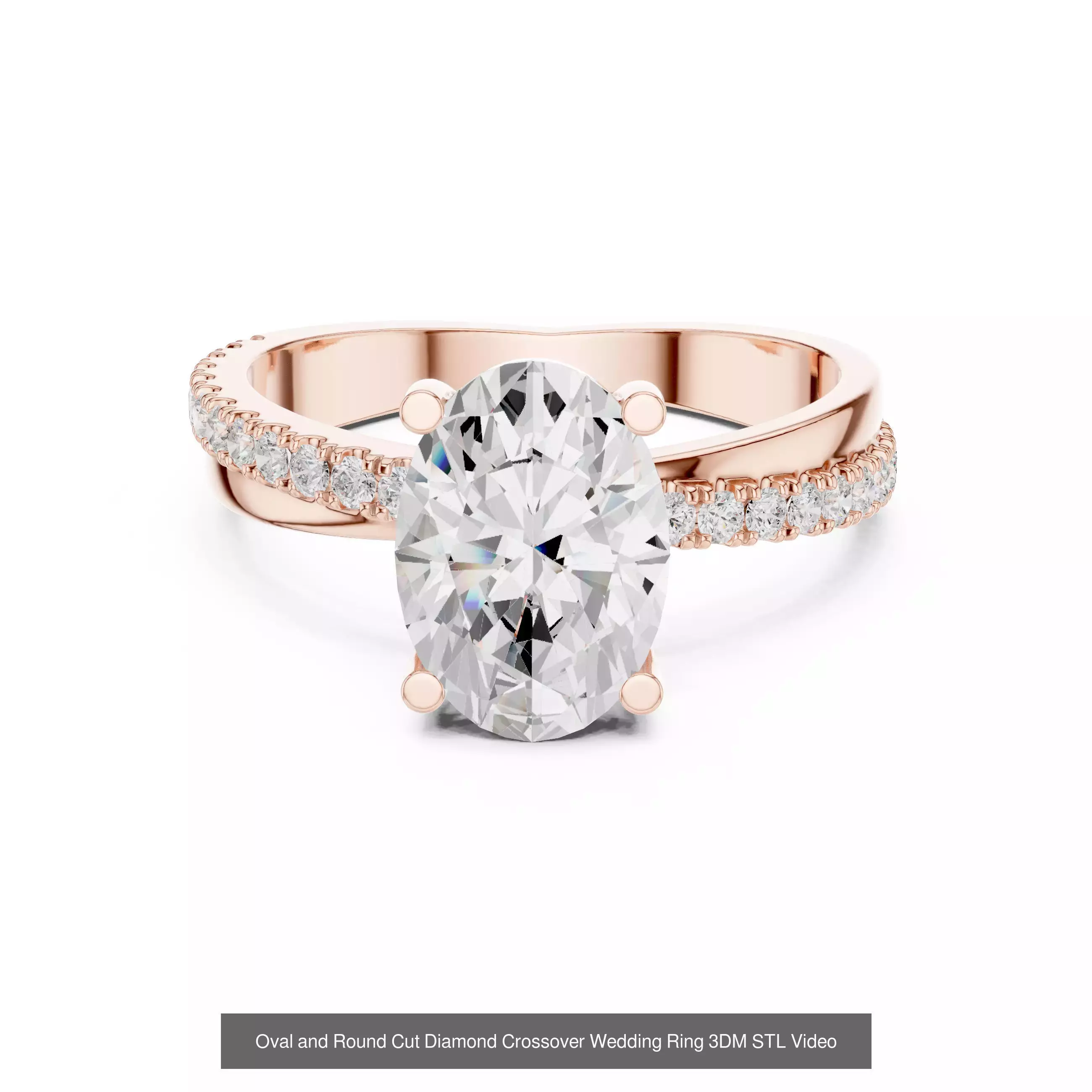 211 Oval Cut Diamond Rings 3DM STL OBJ FBX 3 Color Render Video 3D Model Collection_75