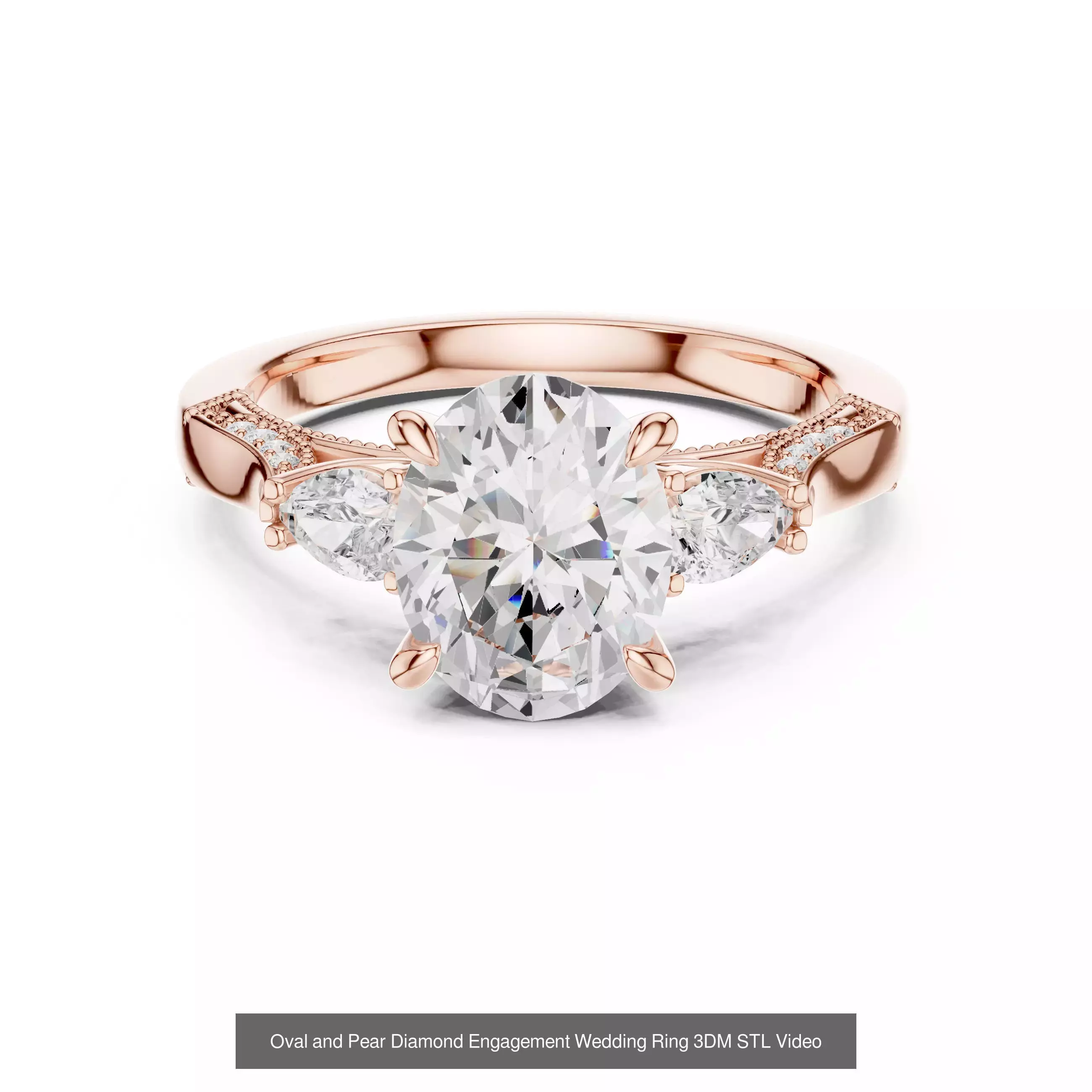 211 Oval Cut Diamond Rings 3DM STL OBJ FBX 3 Color Render Video 3D Model Collection_212