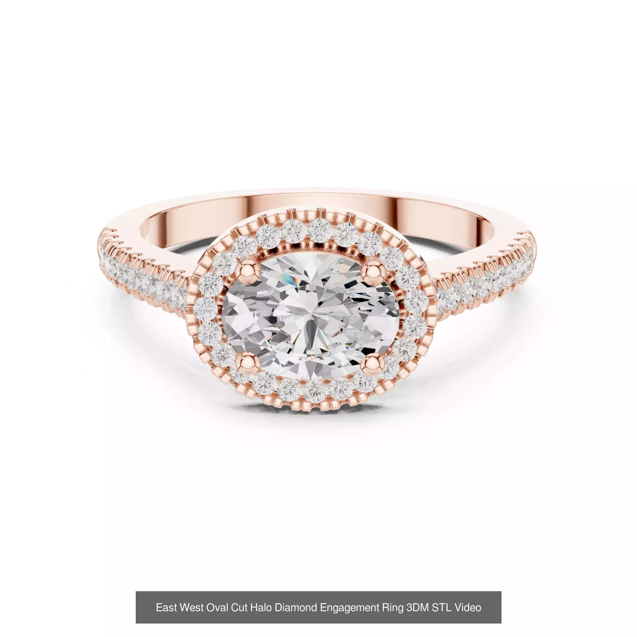 211 Oval Cut Diamond Rings 3DM STL OBJ FBX 3 Color Render Video 3D Model Collection_120