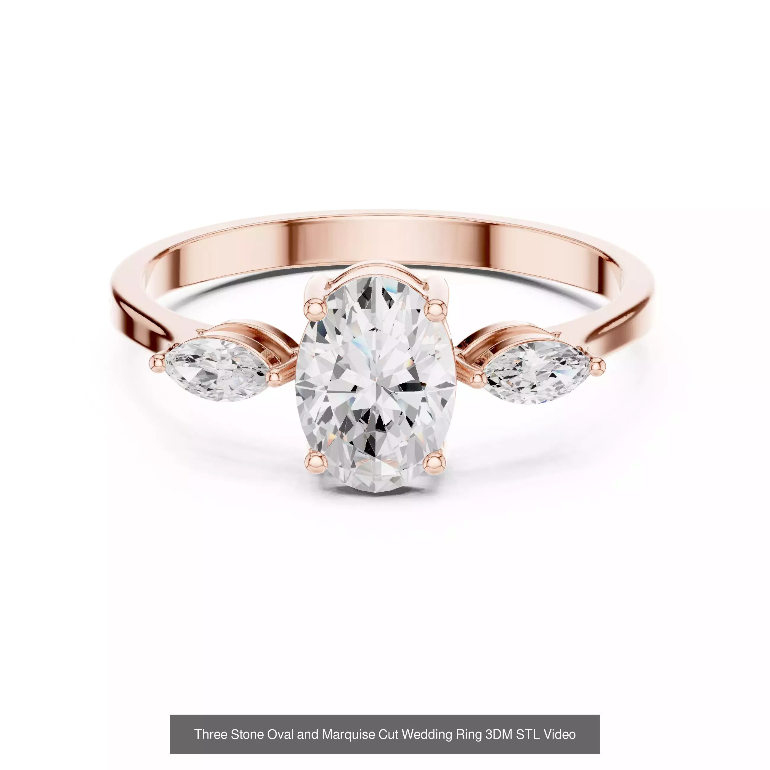 211 Oval Cut Diamond Rings 3DM STL OBJ FBX 3 Color Render Video 3D Model Collection_74