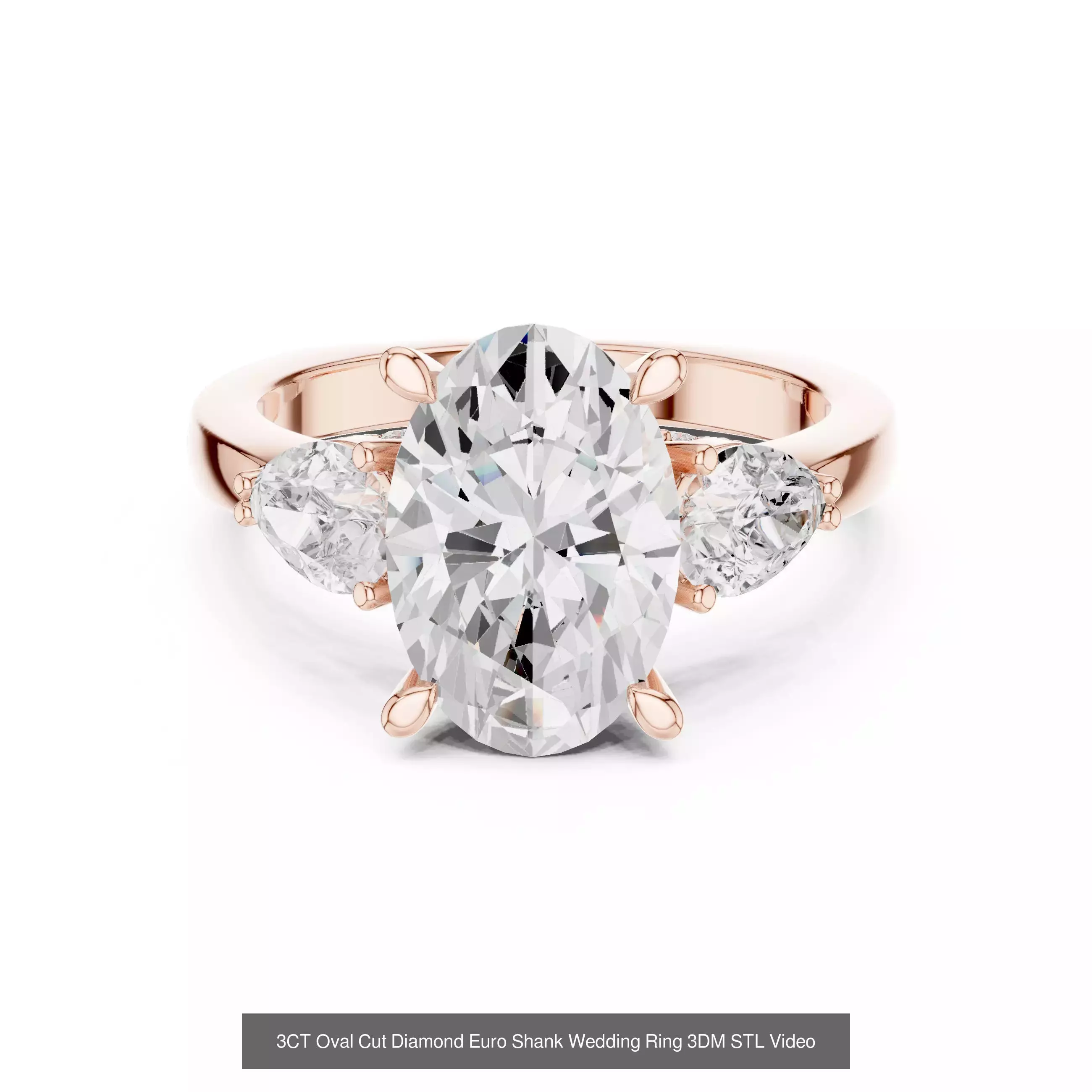 211 Oval Cut Diamond Rings 3DM STL OBJ FBX 3 Color Render Video 3D Model Collection_110