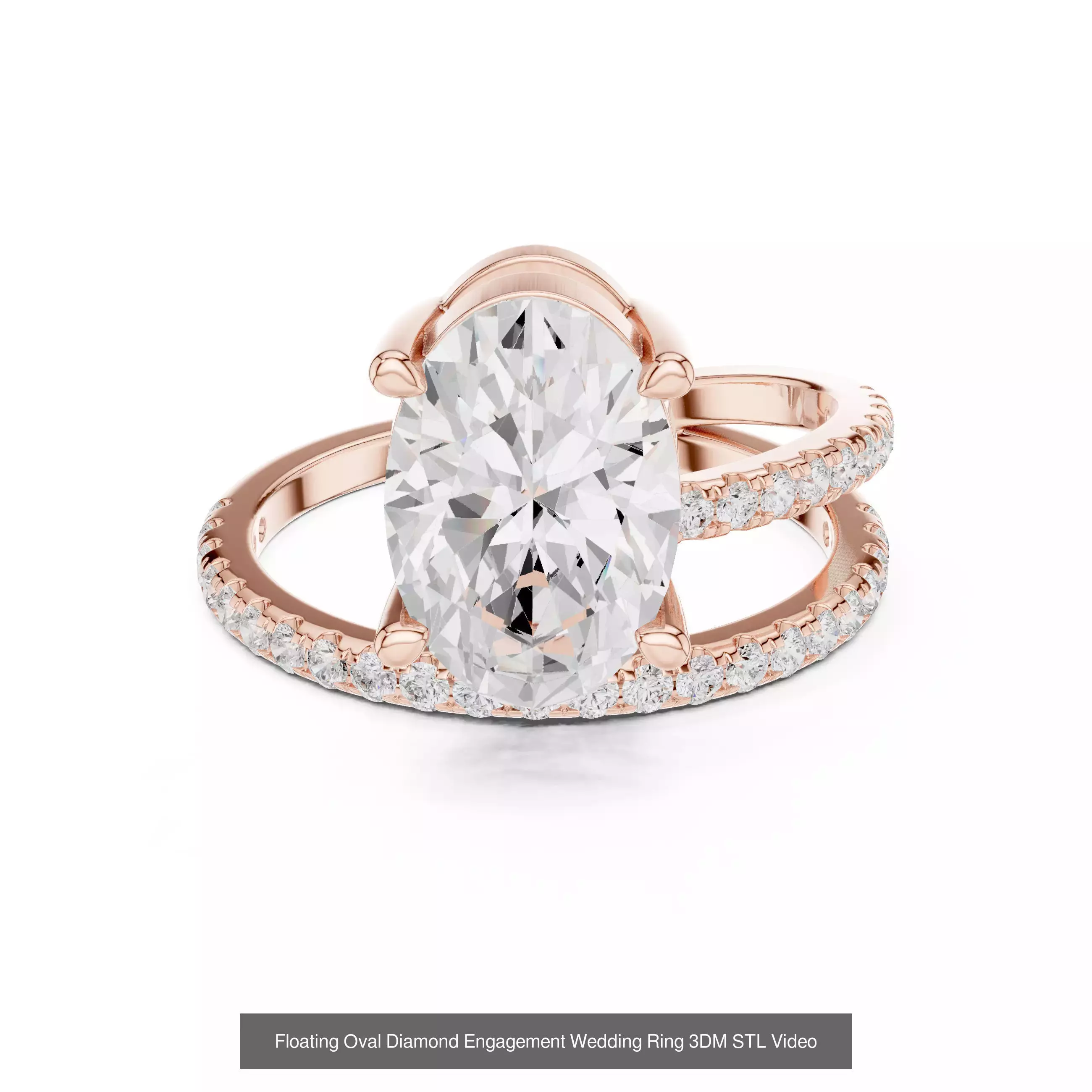 211 Oval Cut Diamond Rings 3DM STL OBJ FBX 3 Color Render Video 3D Model Collection_50