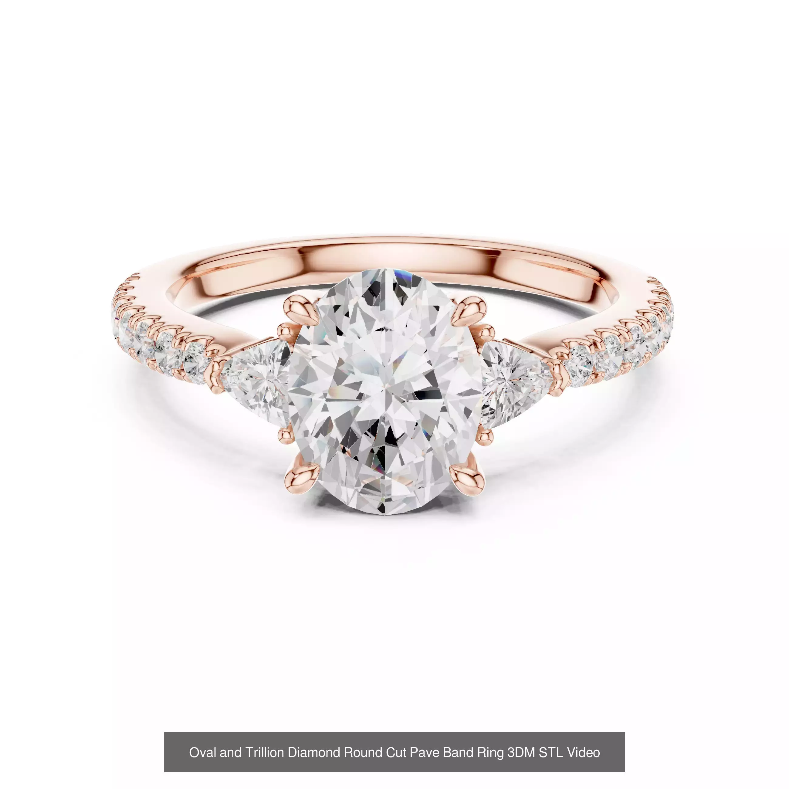 211 Oval Cut Diamond Rings 3DM STL OBJ FBX 3 Color Render Video 3D Model Collection_190