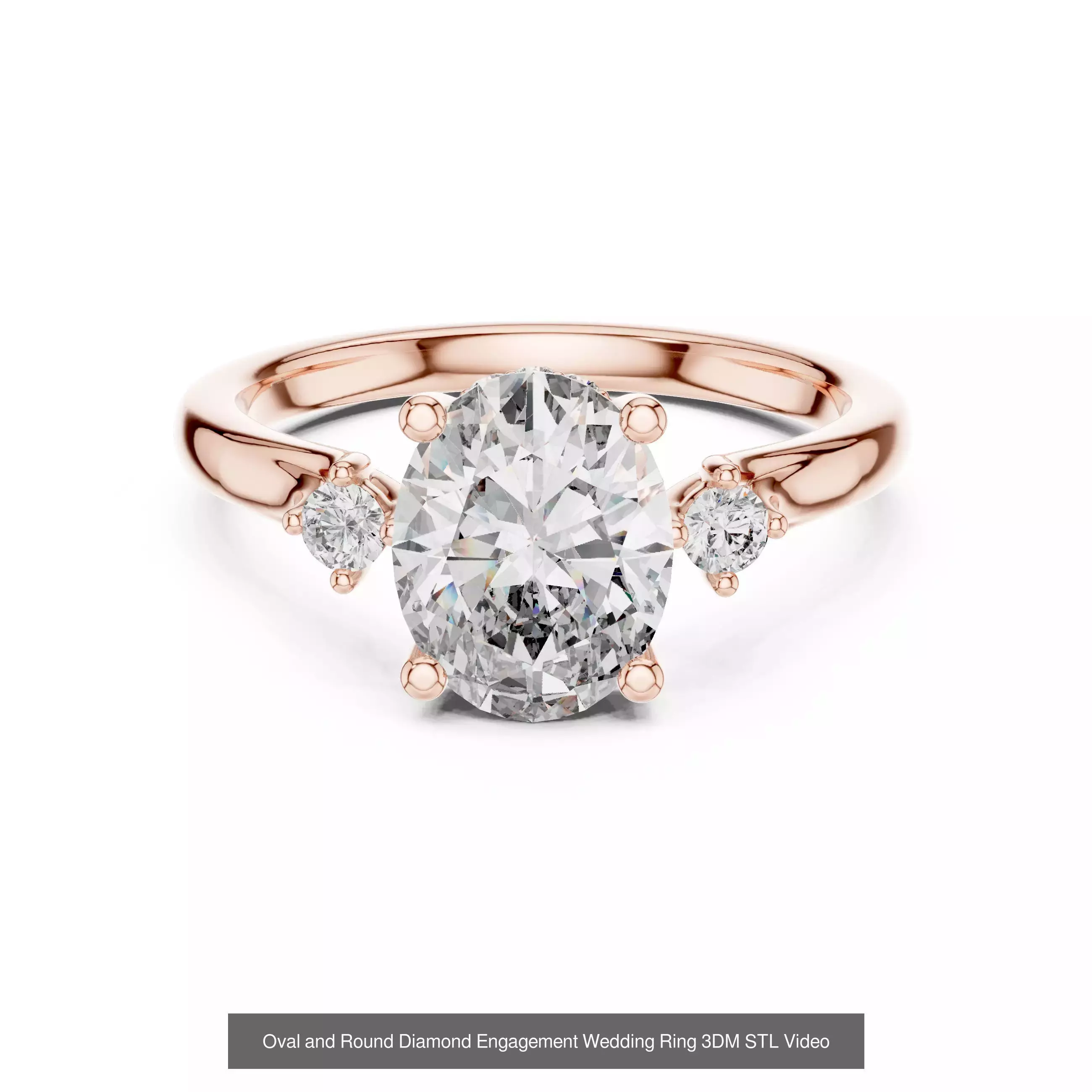 211 Oval Cut Diamond Rings 3DM STL OBJ FBX 3 Color Render Video 3D Model Collection_124