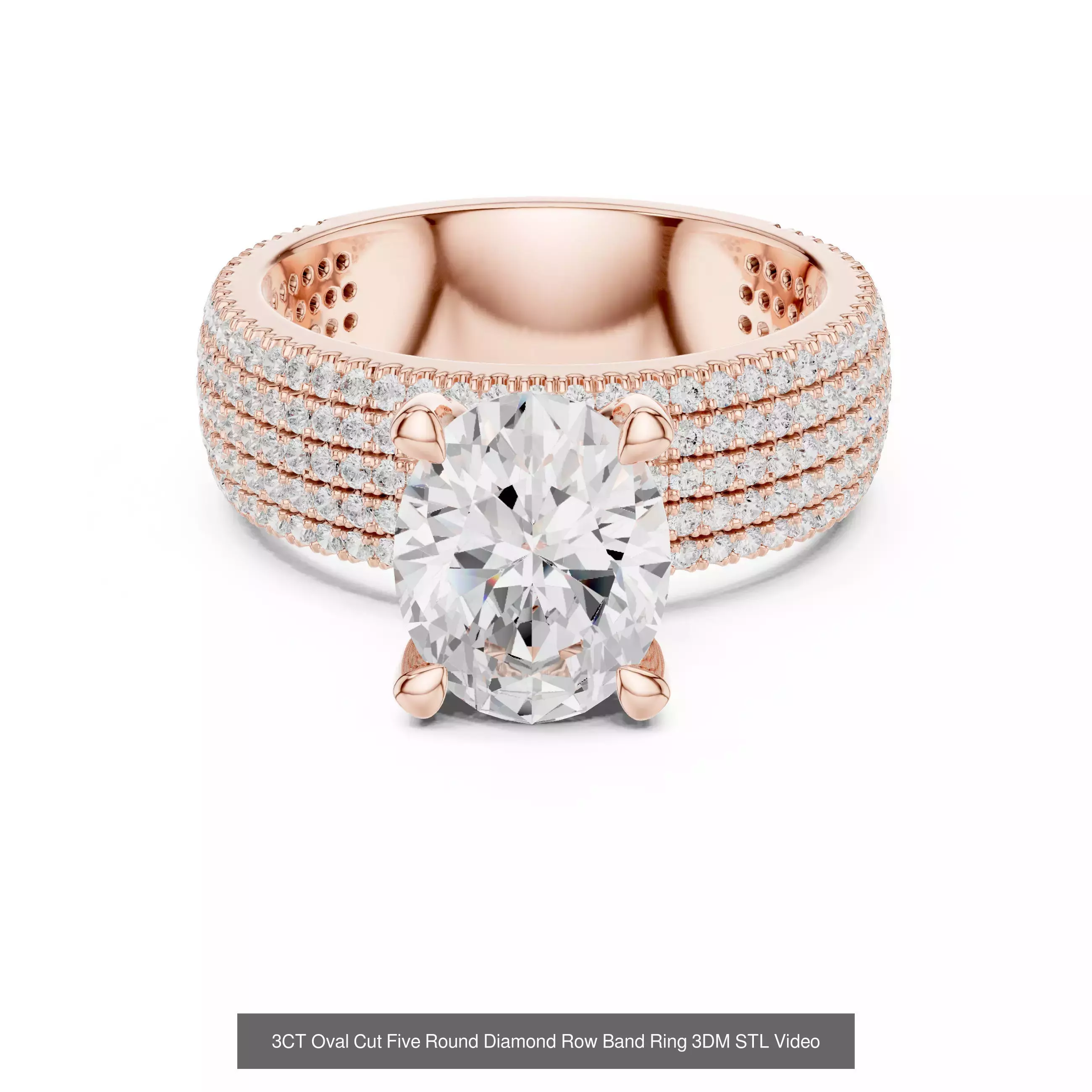 211 Oval Cut Diamond Rings 3DM STL OBJ FBX 3 Color Render Video 3D Model Collection_109