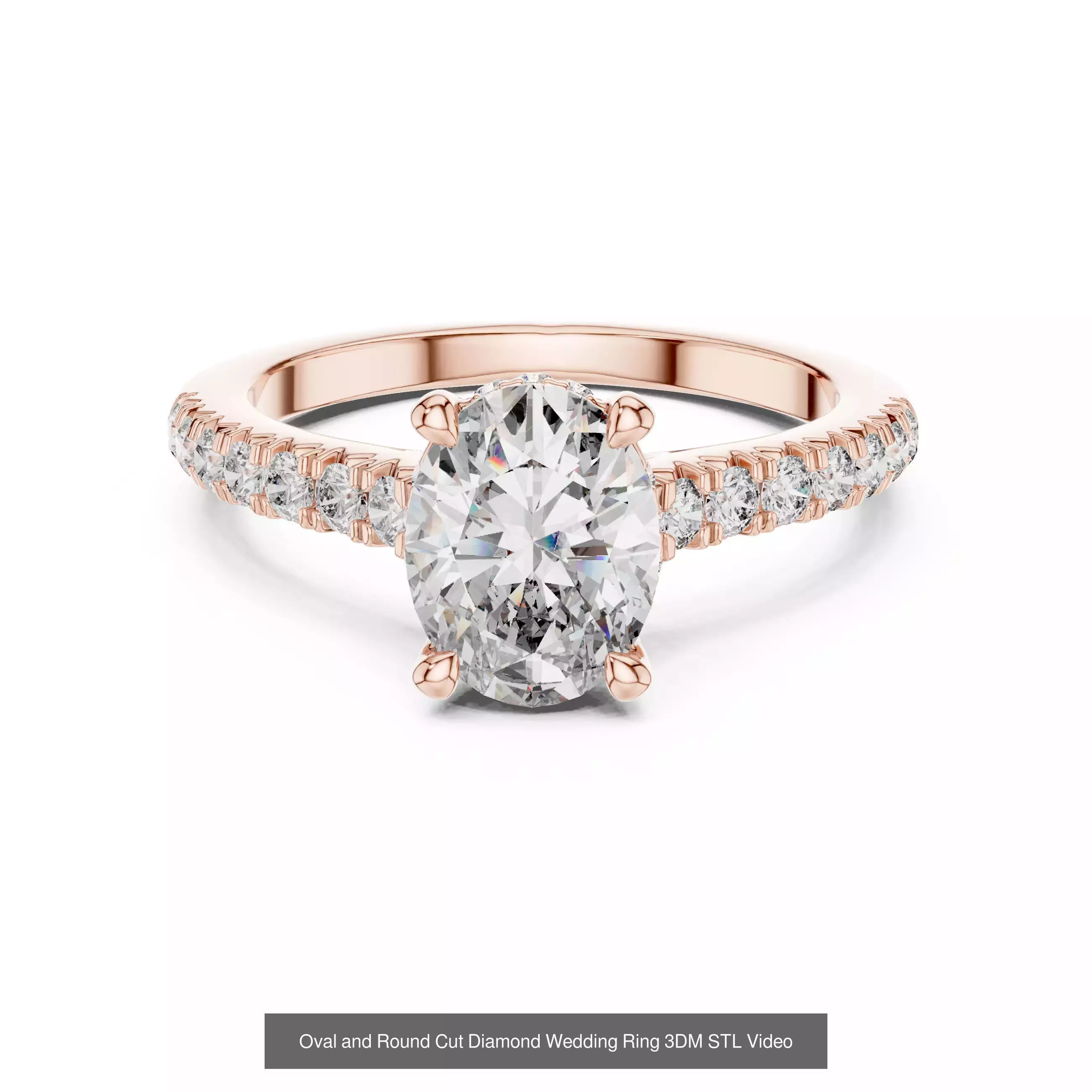 211 Oval Cut Diamond Rings 3DM STL OBJ FBX 3 Color Render Video 3D Model Collection_137