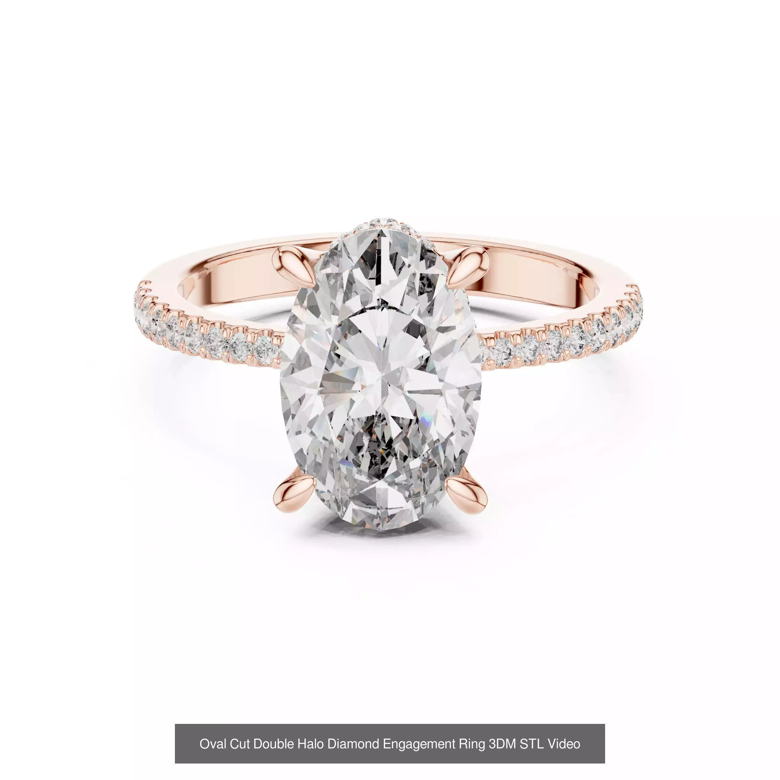 211 Oval Cut Diamond Rings 3DM STL OBJ FBX 3 Color Render Video 3D Model Collection_138