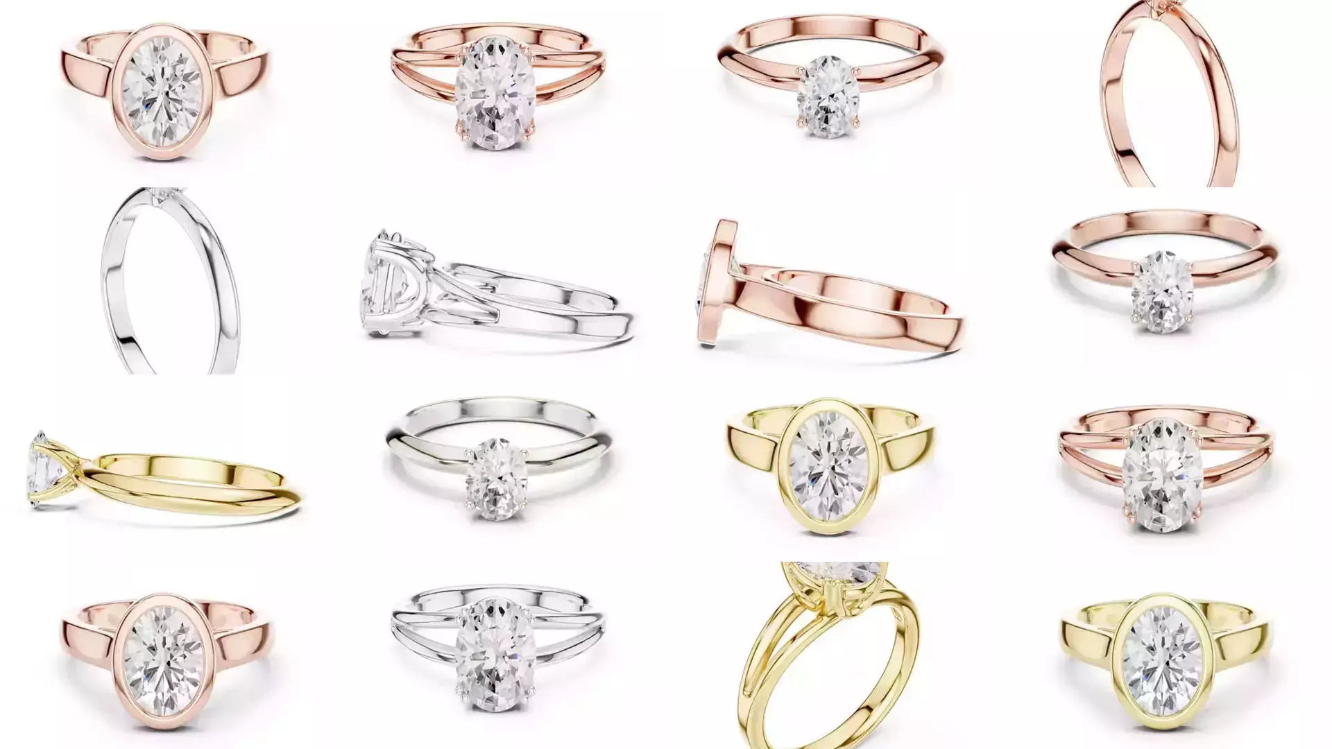 211 Oval Cut Diamond Rings 3DM STL OBJ FBX 3 Color Render Video 3D Model Collection_26