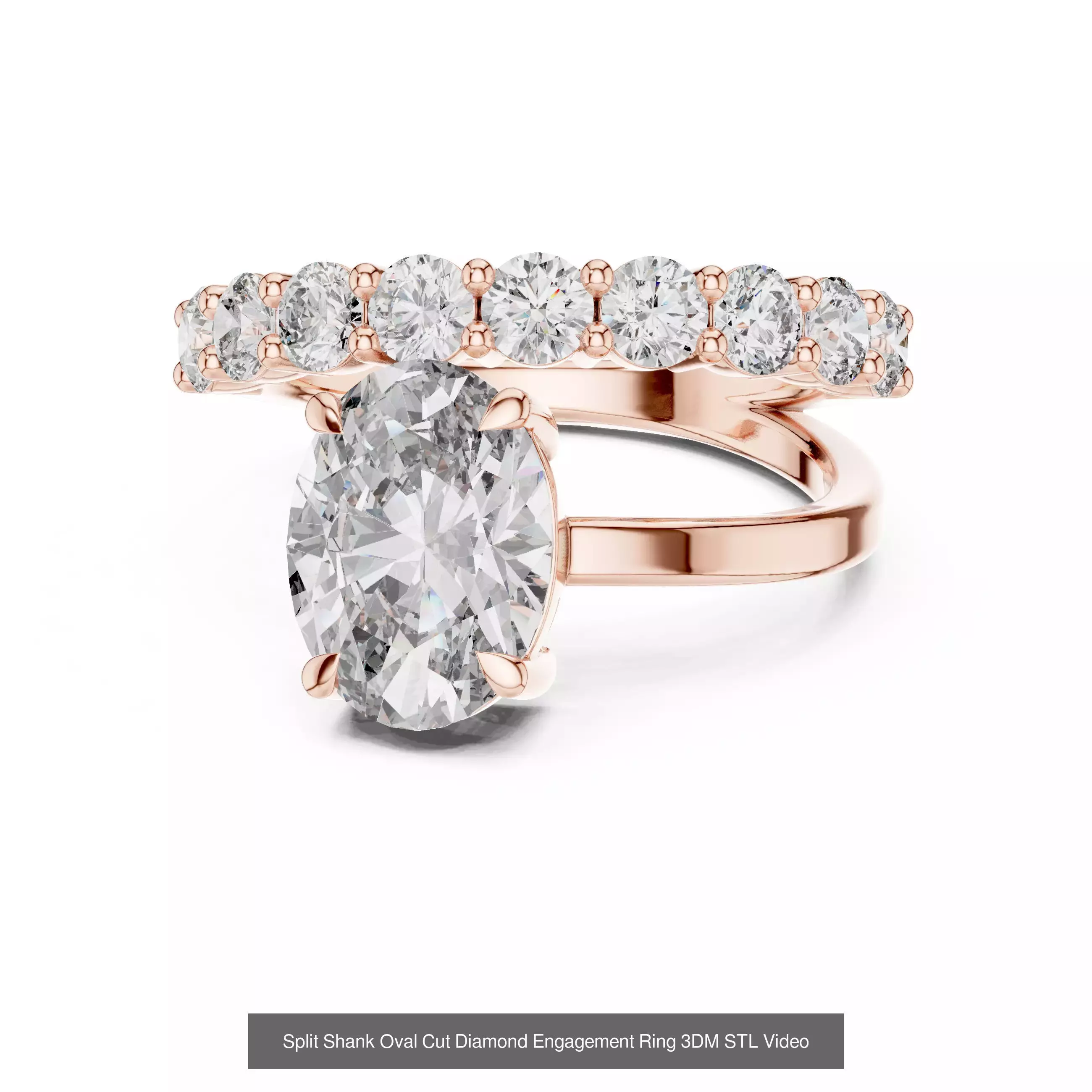 211 Oval Cut Diamond Rings 3DM STL OBJ FBX 3 Color Render Video 3D Model Collection_101