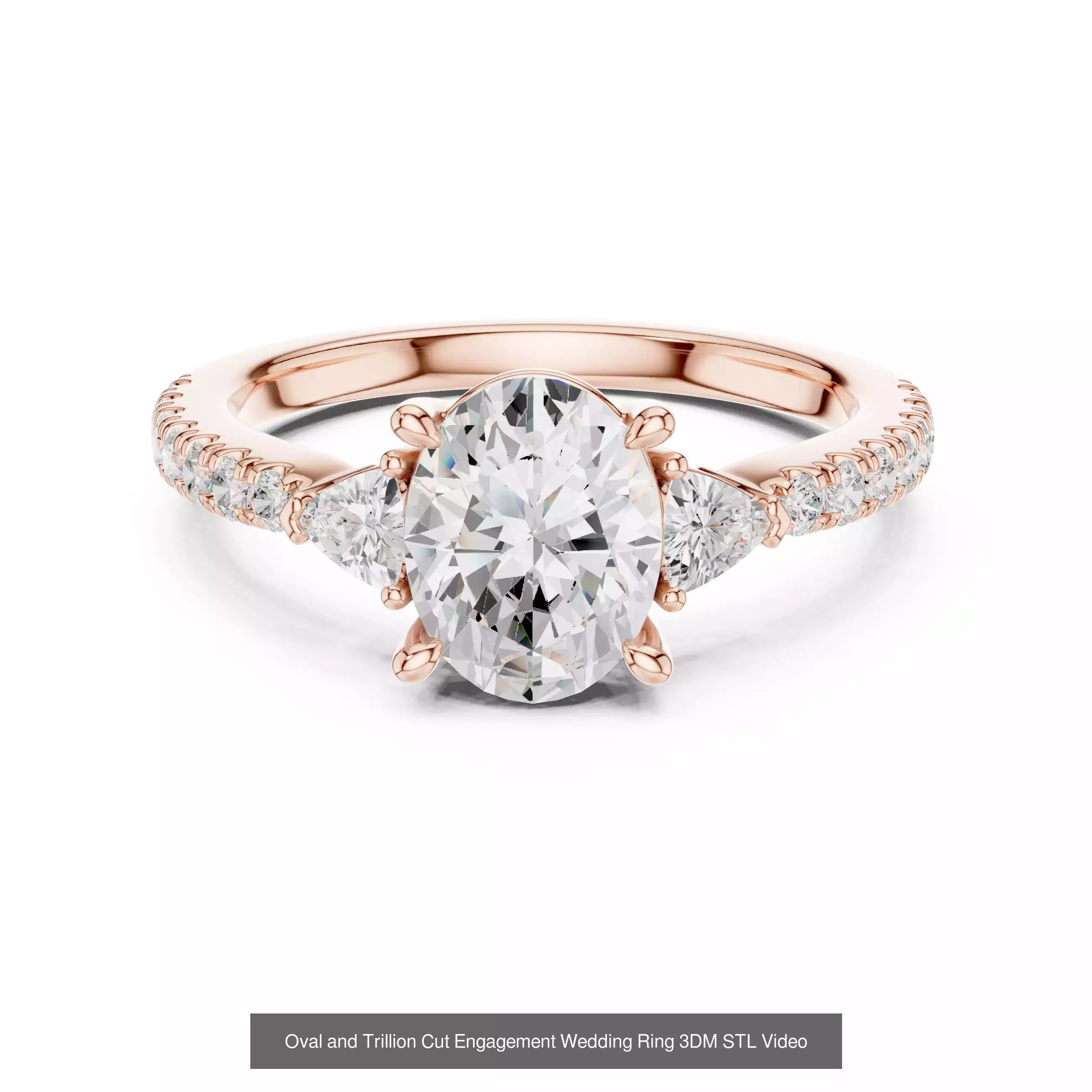 211 Oval Cut Diamond Rings 3DM STL OBJ FBX 3 Color Render Video 3D Model Collection_154