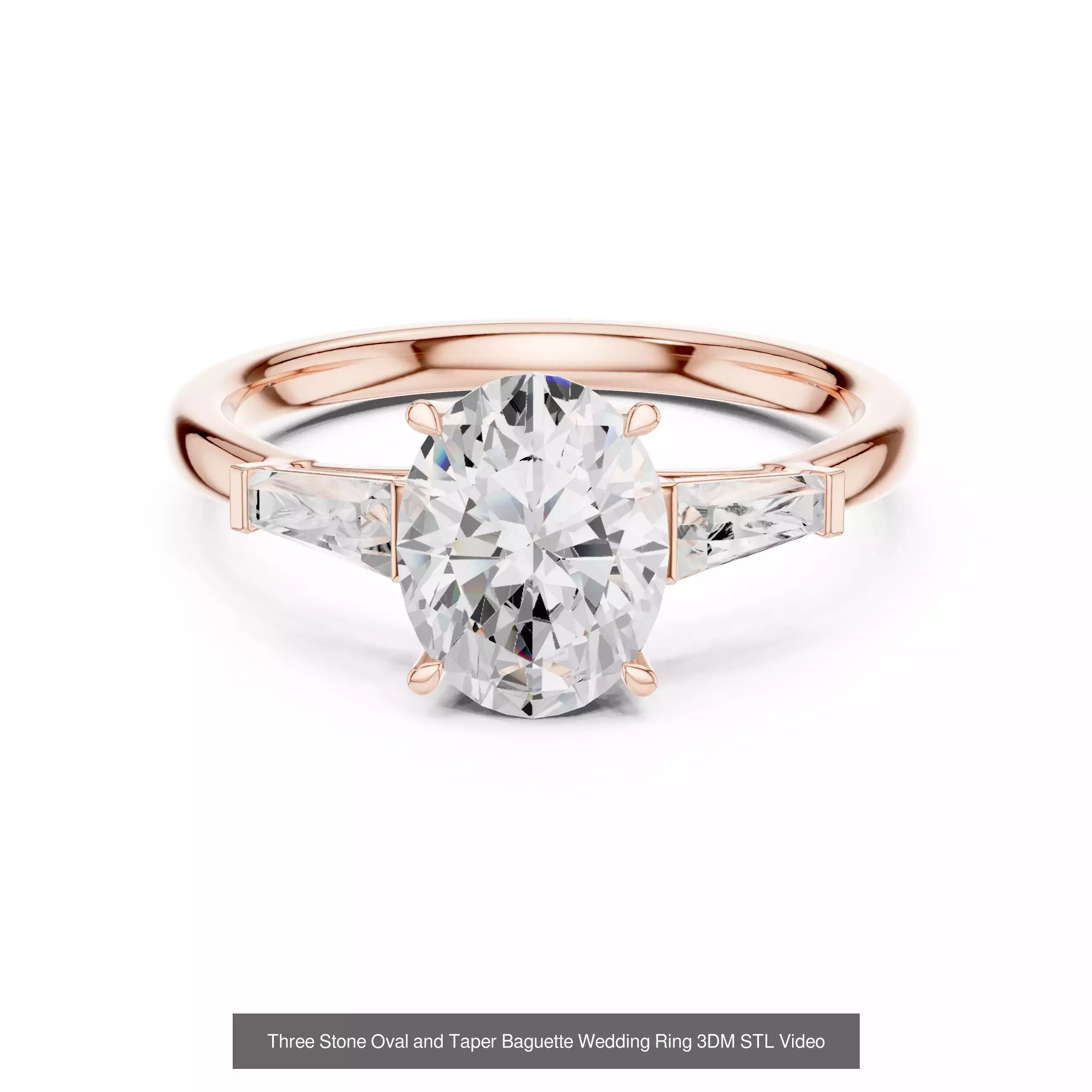 211 Oval Cut Diamond Rings 3DM STL OBJ FBX 3 Color Render Video 3D Model Collection_112