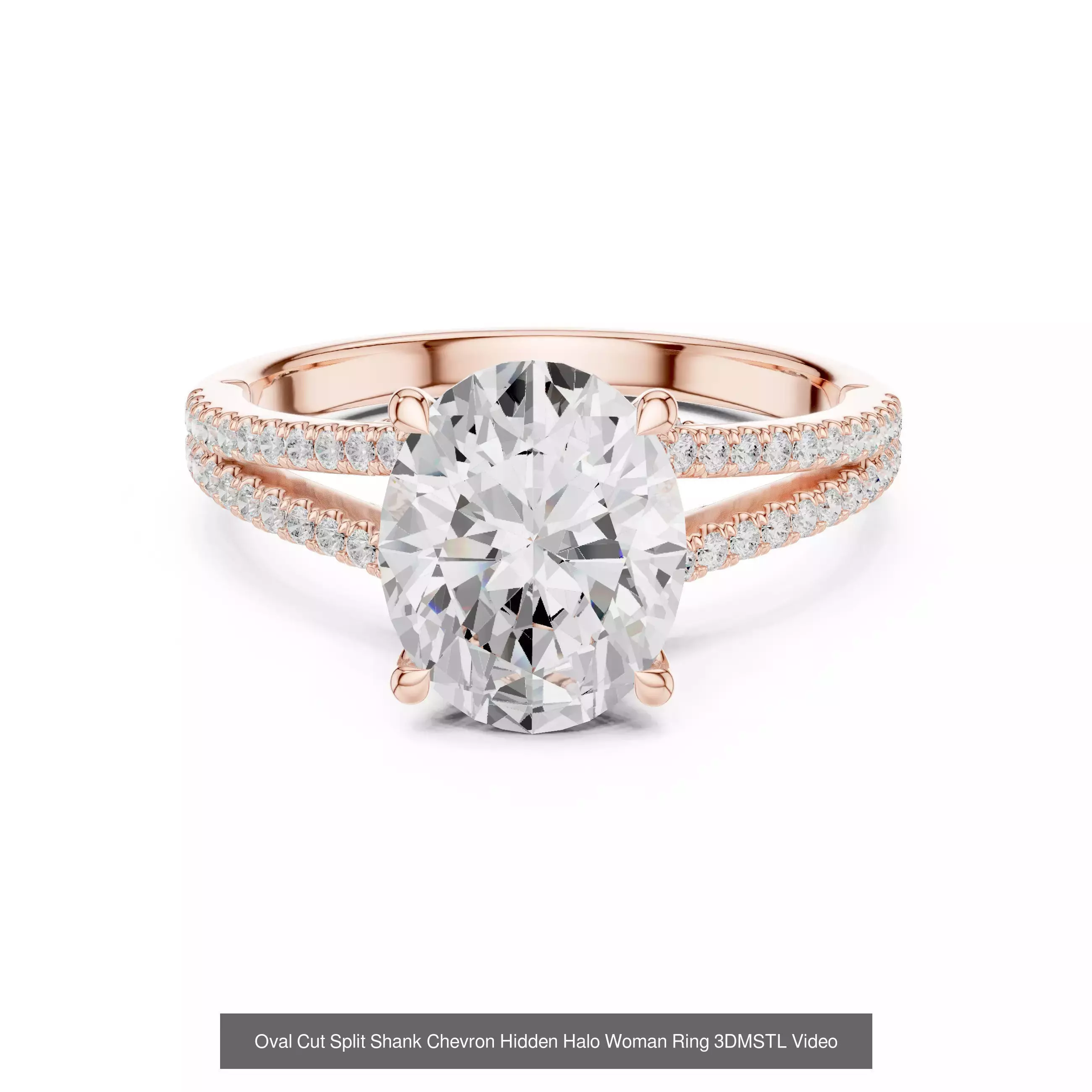 211 Oval Cut Diamond Rings 3DM STL OBJ FBX 3 Color Render Video 3D Model Collection_184