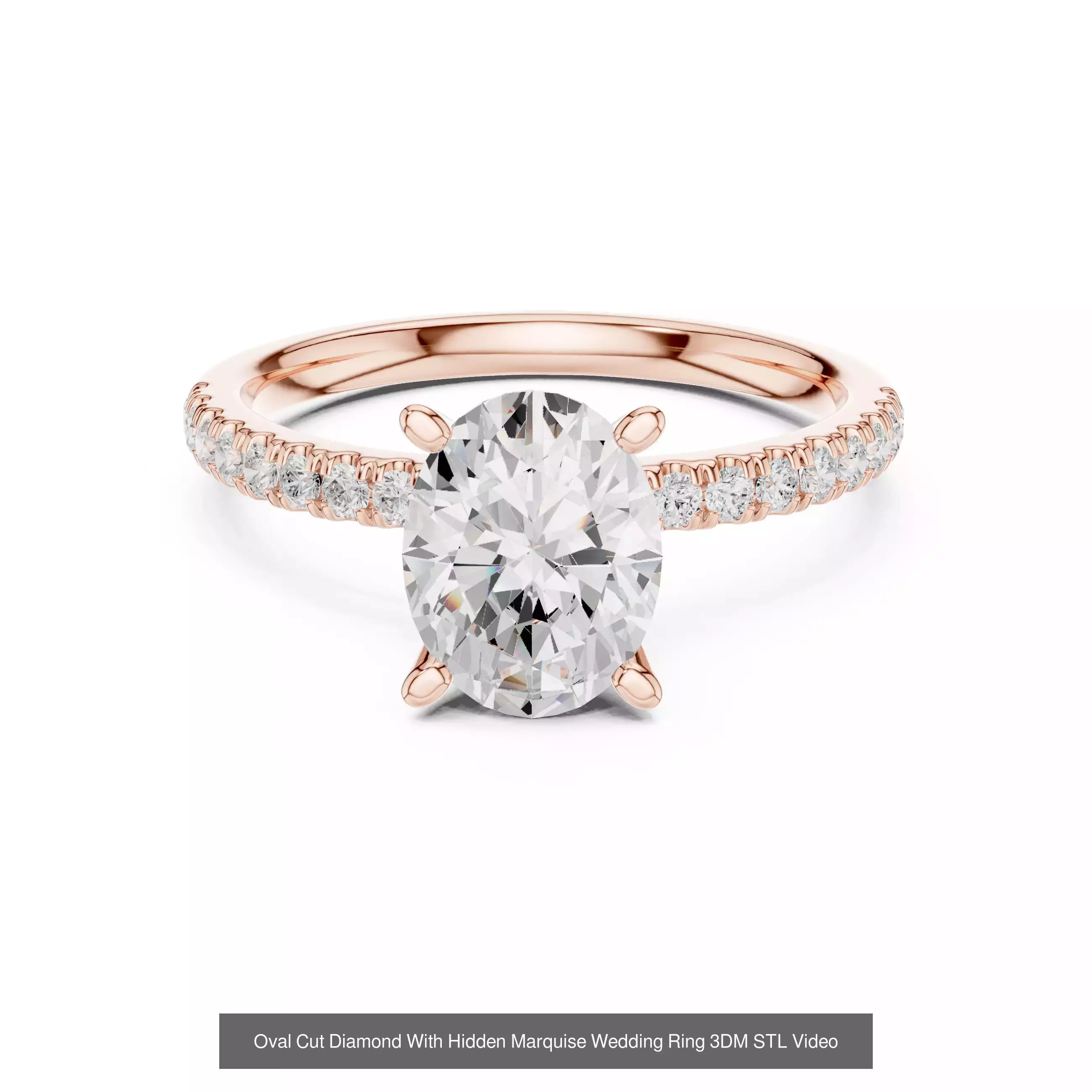 211 Oval Cut Diamond Rings 3DM STL OBJ FBX 3 Color Render Video 3D Model Collection_202