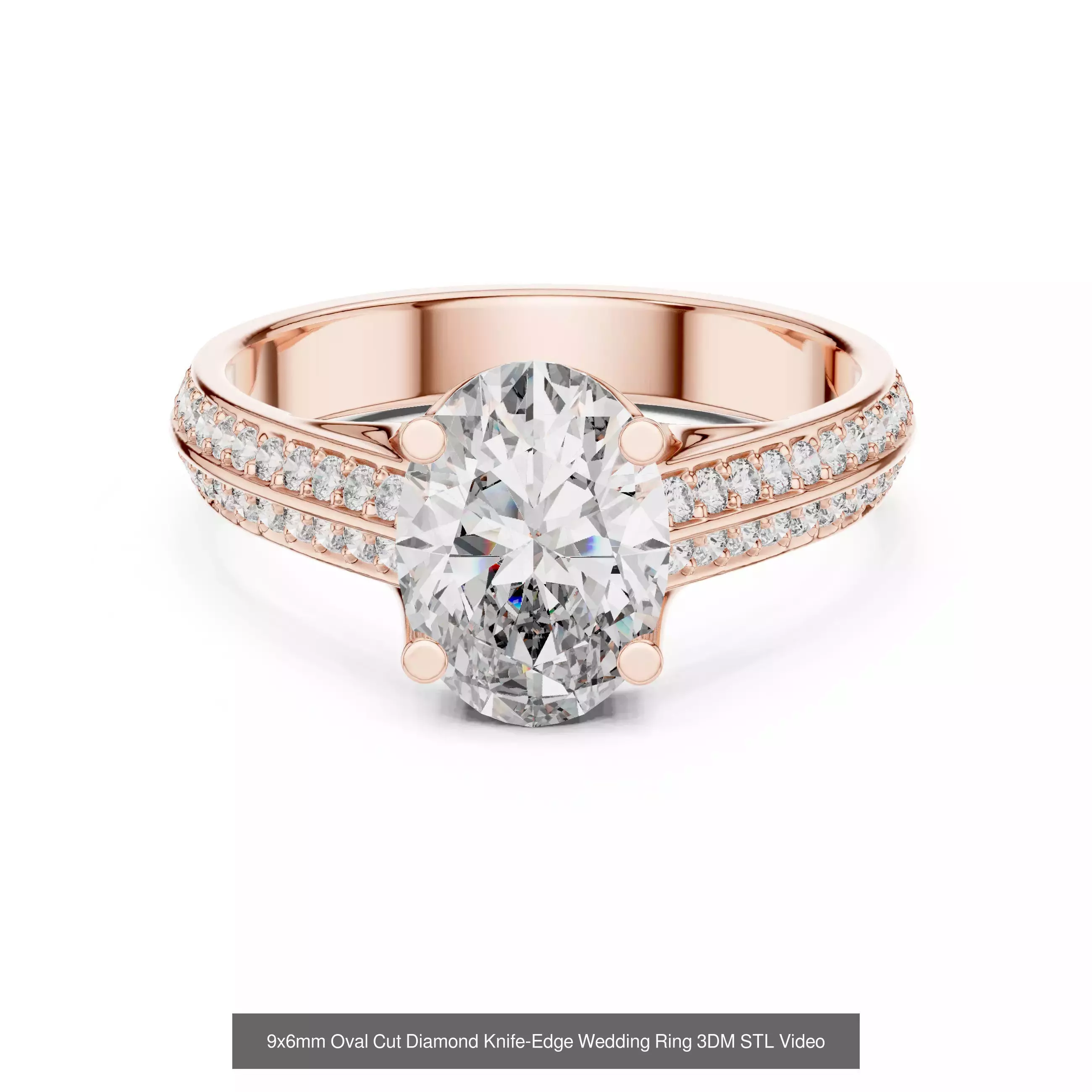 211 Oval Cut Diamond Rings 3DM STL OBJ FBX 3 Color Render Video 3D Model Collection_131