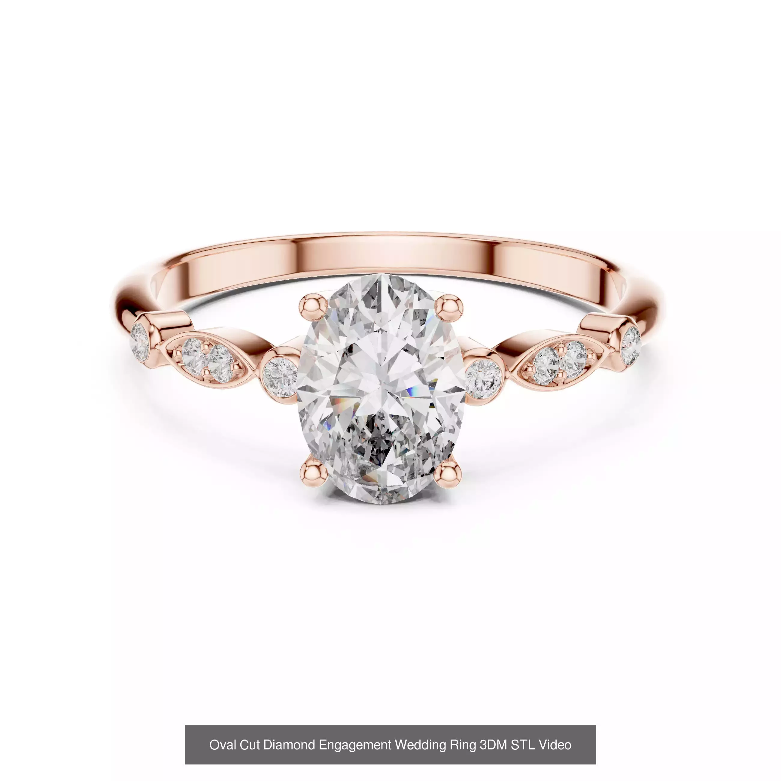 211 Oval Cut Diamond Rings 3DM STL OBJ FBX 3 Color Render Video 3D Model Collection_89