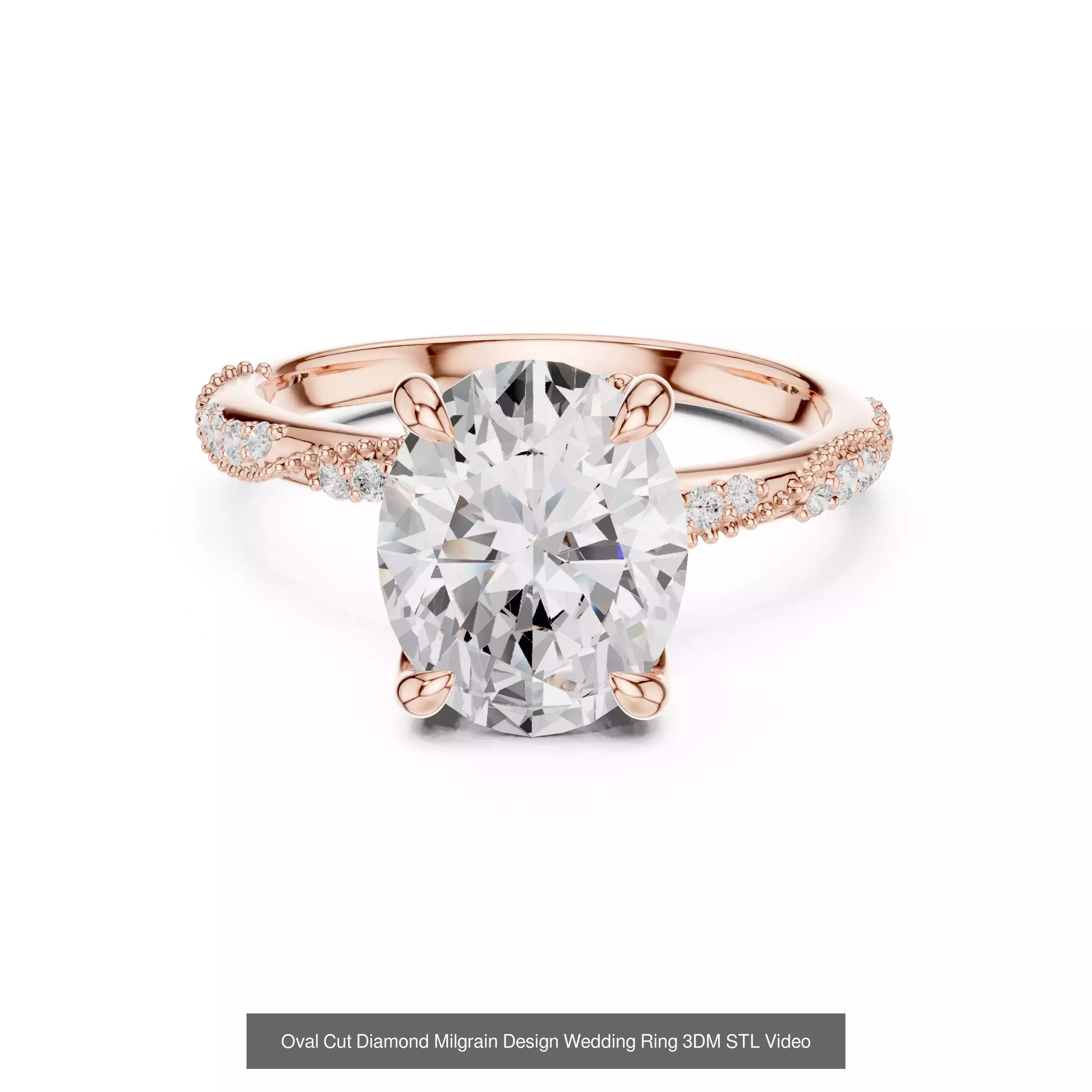 211 Oval Cut Diamond Rings 3DM STL OBJ FBX 3 Color Render Video 3D Model Collection_205