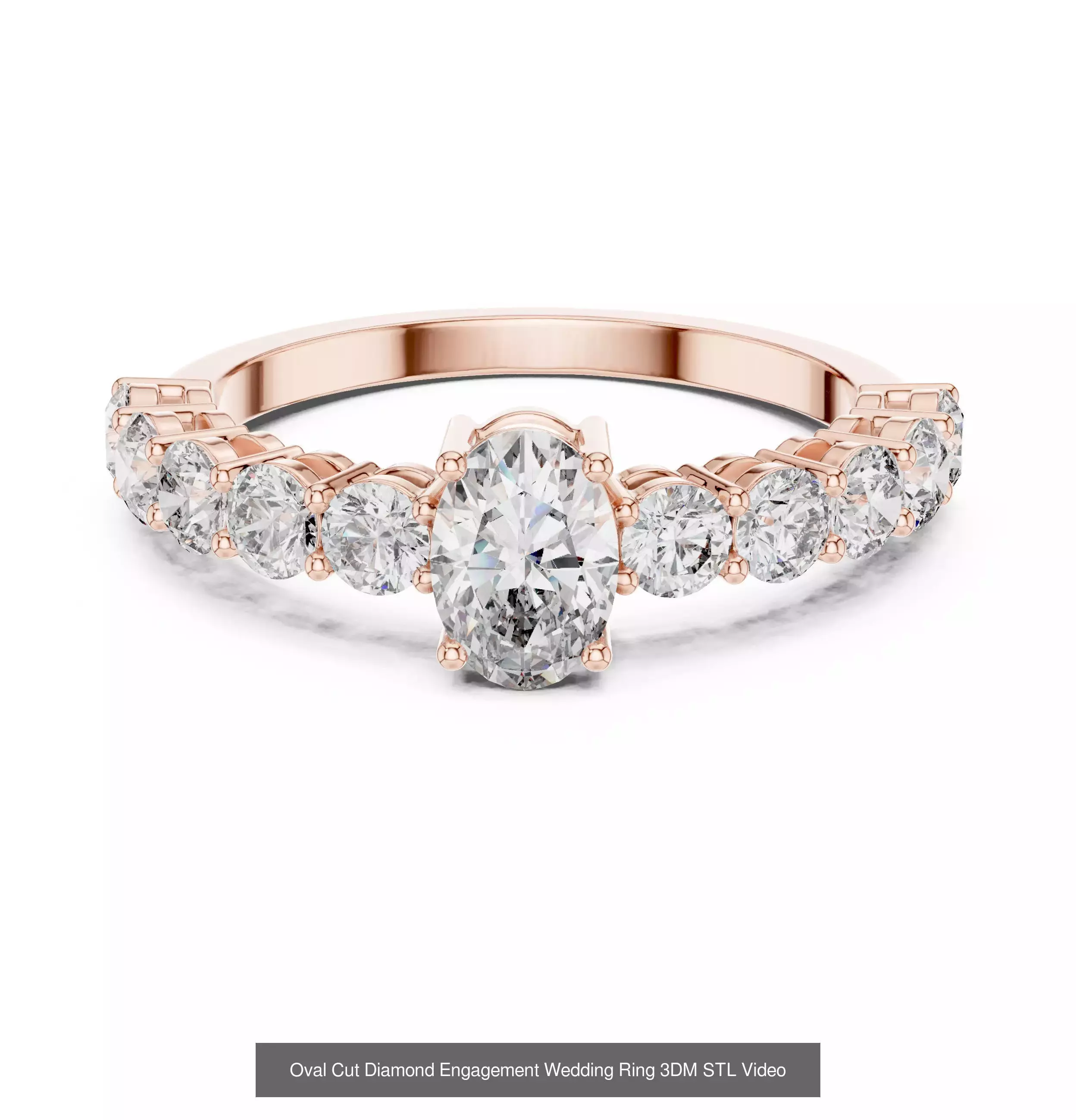 211 Oval Cut Diamond Rings 3DM STL OBJ FBX 3 Color Render Video 3D Model Collection_67