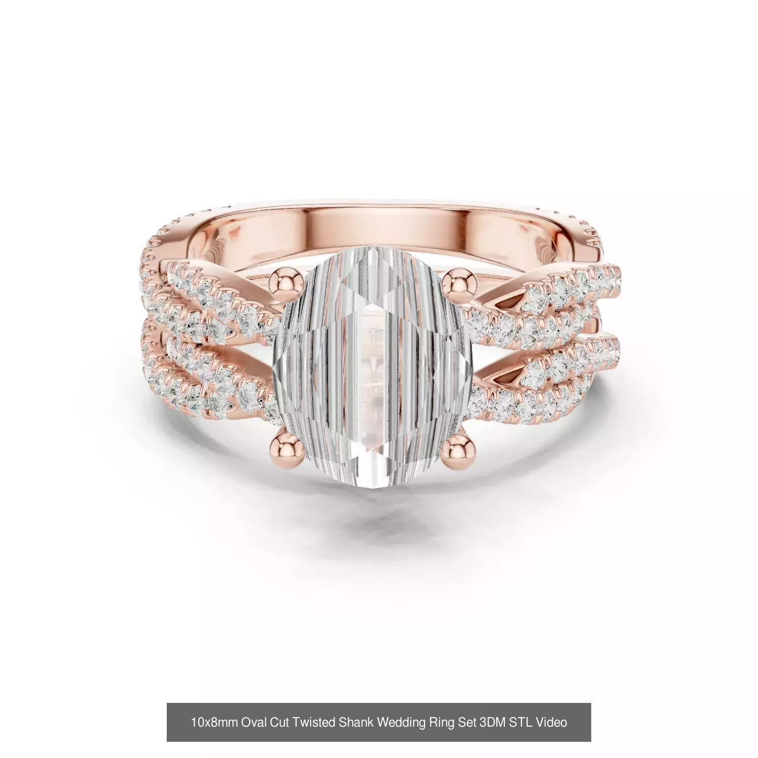 211 Oval Cut Diamond Rings 3DM STL OBJ FBX 3 Color Render Video 3D Model Collection_151