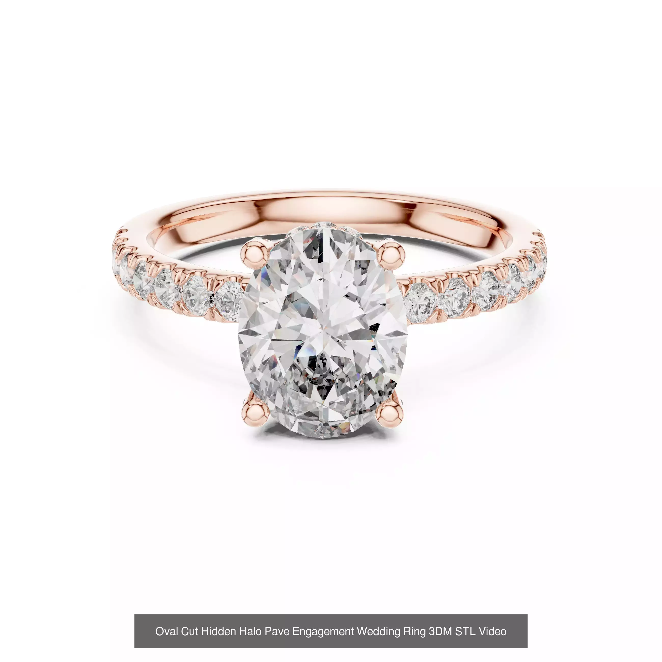 211 Oval Cut Diamond Rings 3DM STL OBJ FBX 3 Color Render Video 3D Model Collection_123