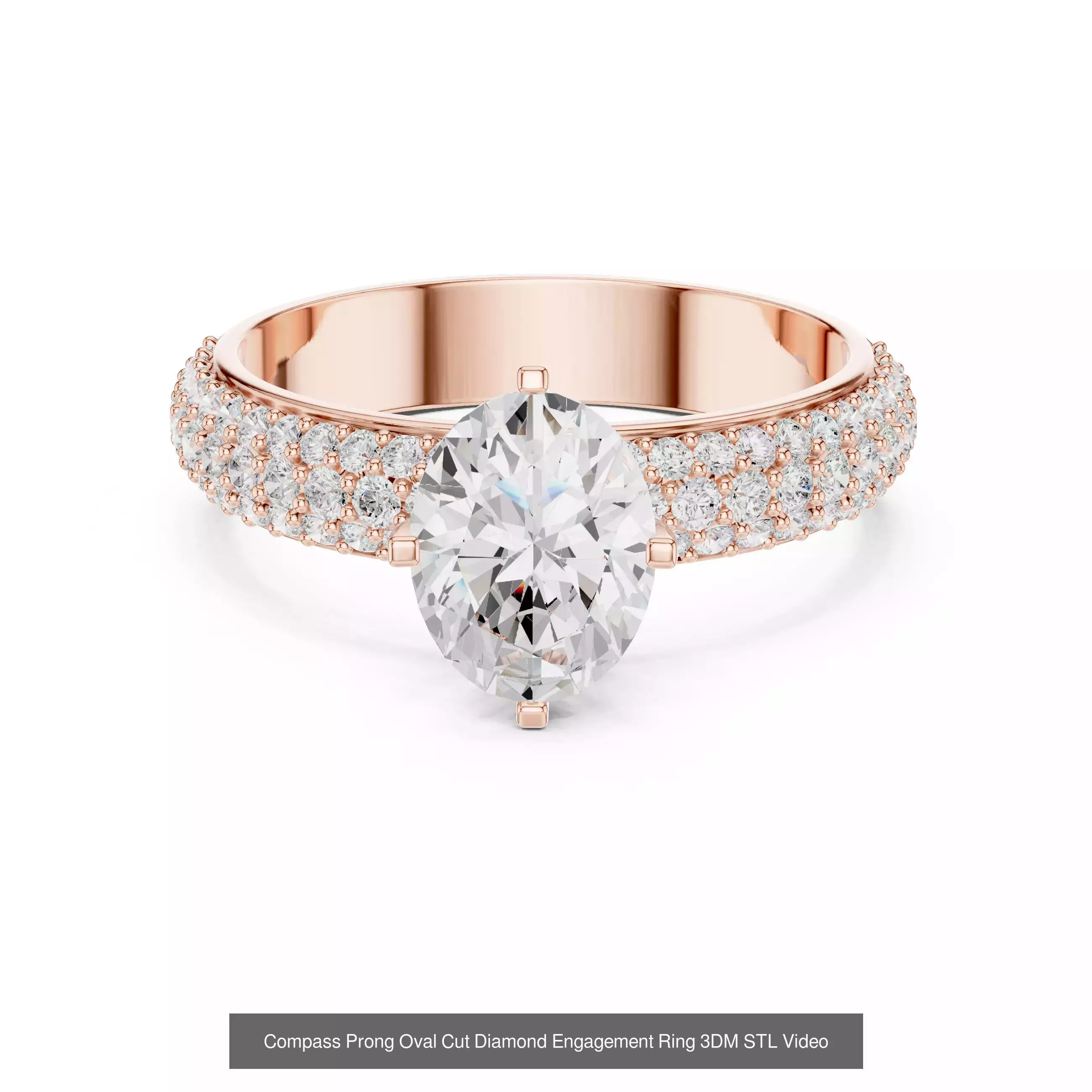 211 Oval Cut Diamond Rings 3DM STL OBJ FBX 3 Color Render Video 3D Model Collection_213