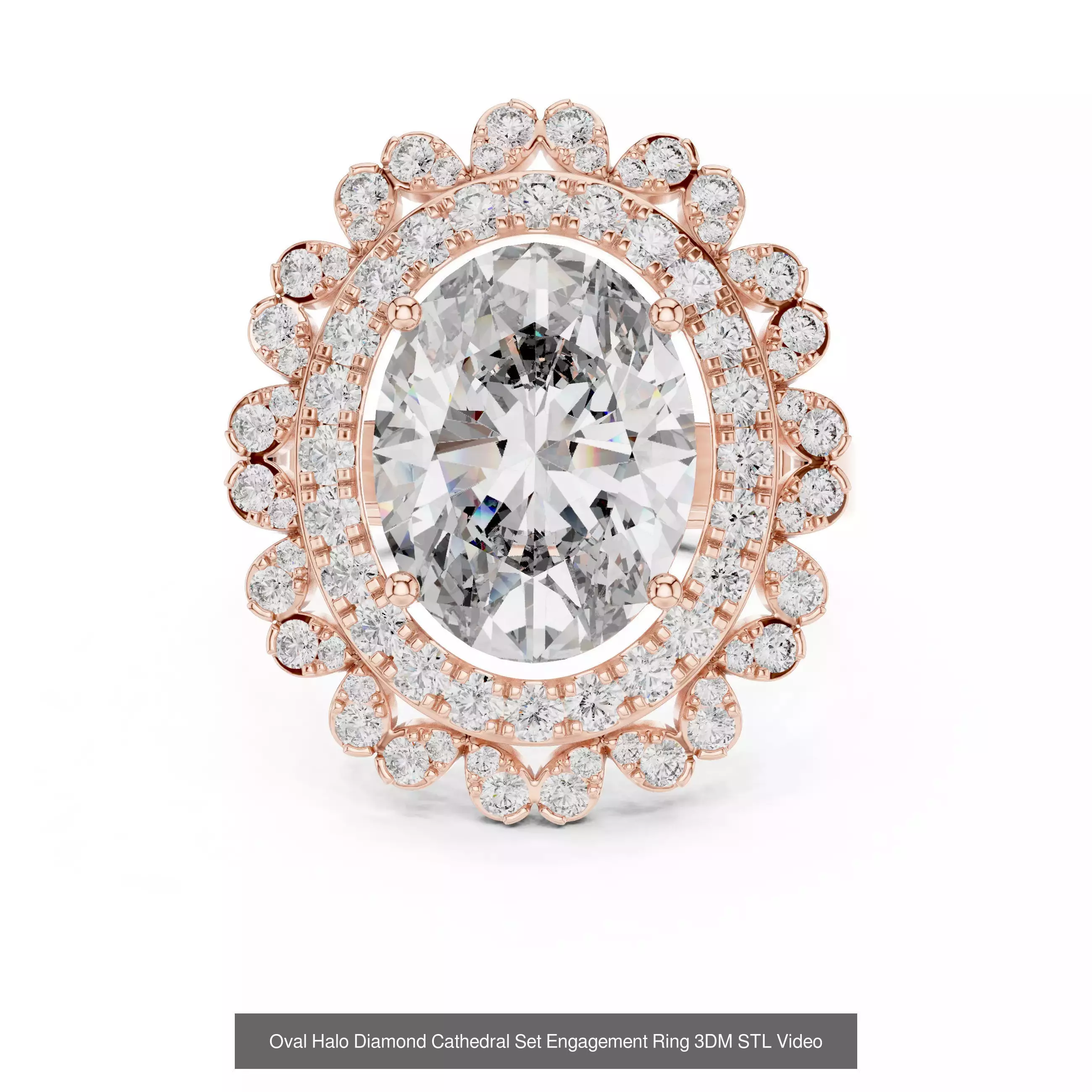 211 Oval Cut Diamond Rings 3DM STL OBJ FBX 3 Color Render Video 3D Model Collection_107