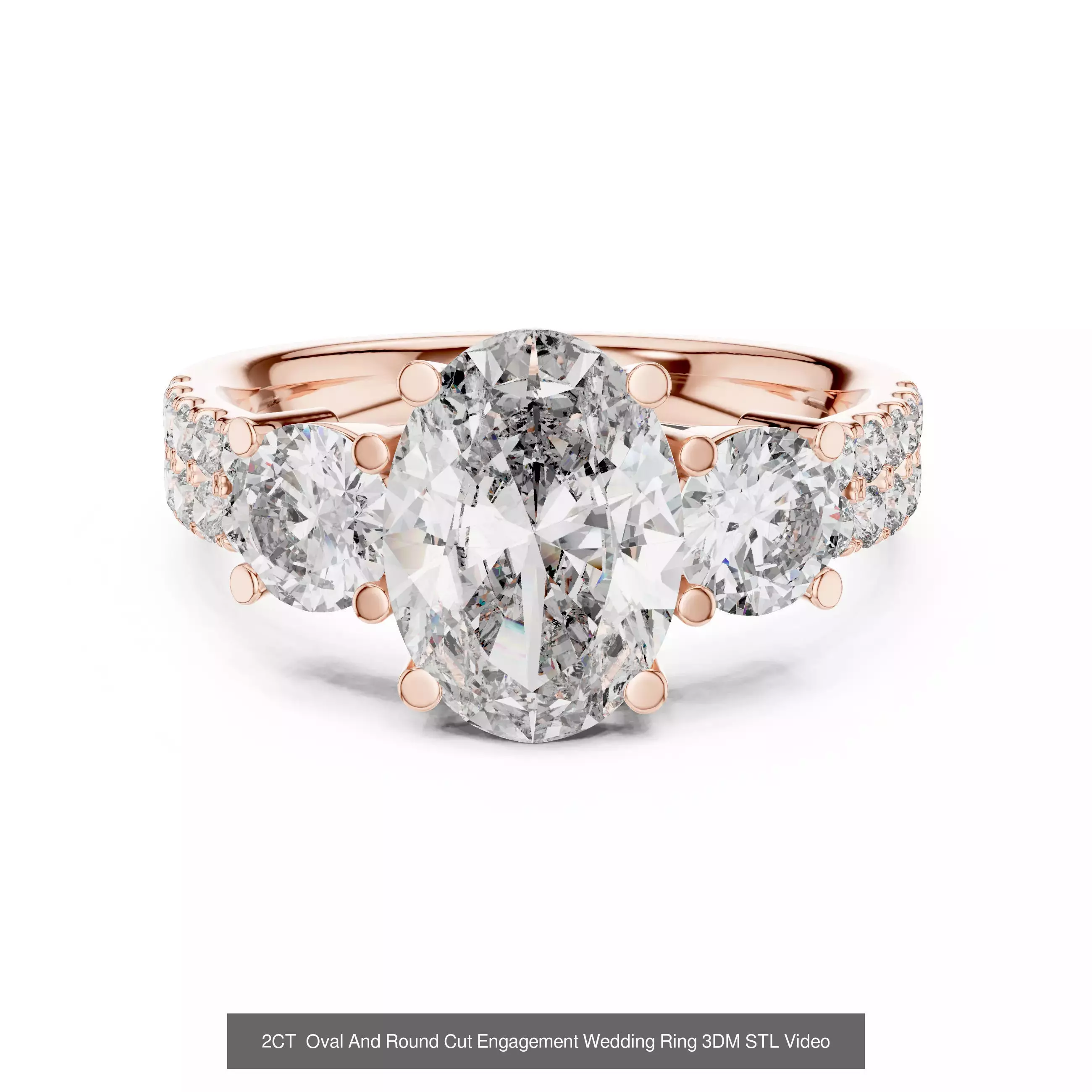 211 Oval Cut Diamond Rings 3DM STL OBJ FBX 3 Color Render Video 3D Model Collection_48