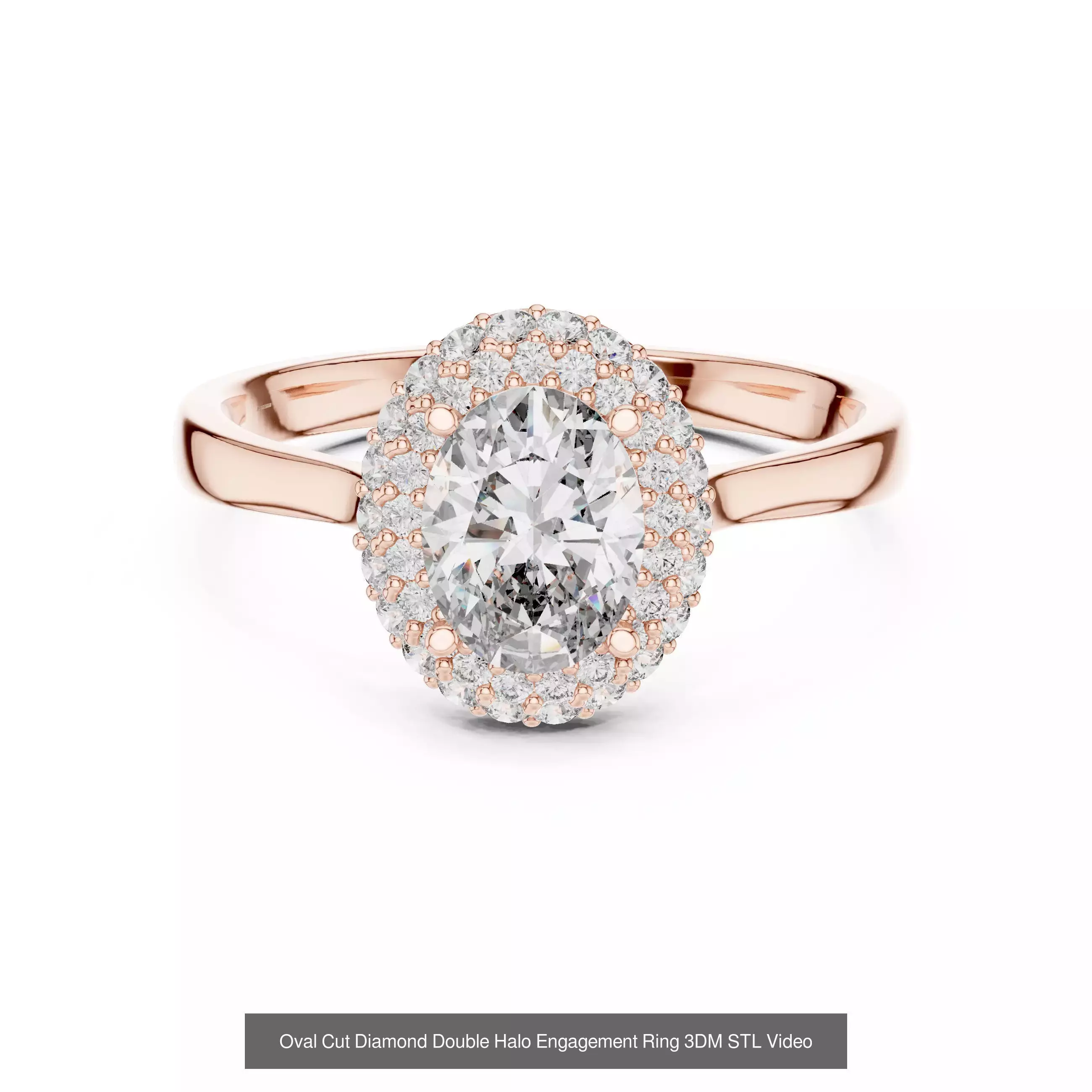 211 Oval Cut Diamond Rings 3DM STL OBJ FBX 3 Color Render Video 3D Model Collection_91