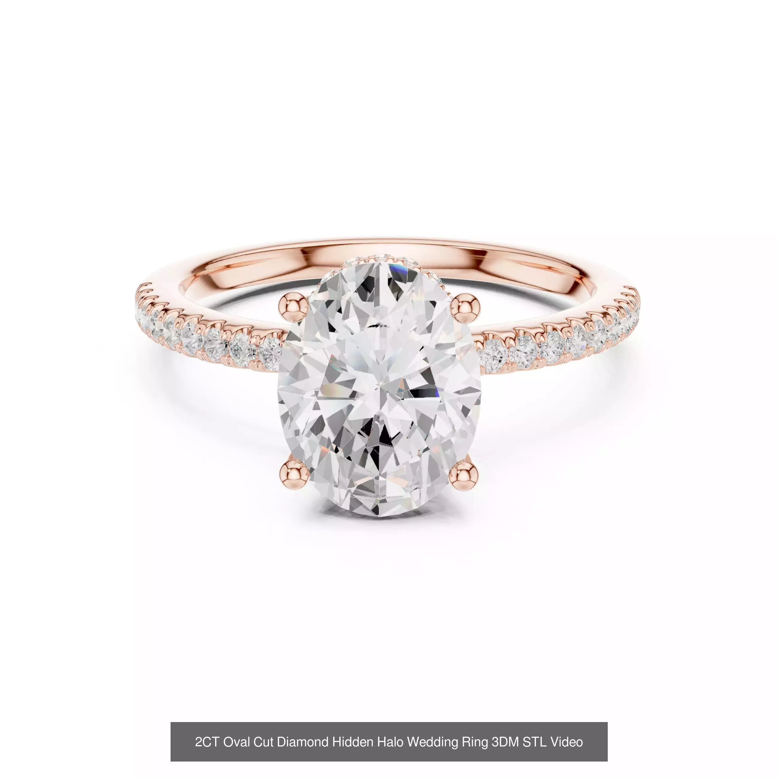 211 Oval Cut Diamond Rings 3DM STL OBJ FBX 3 Color Render Video 3D Model Collection_170