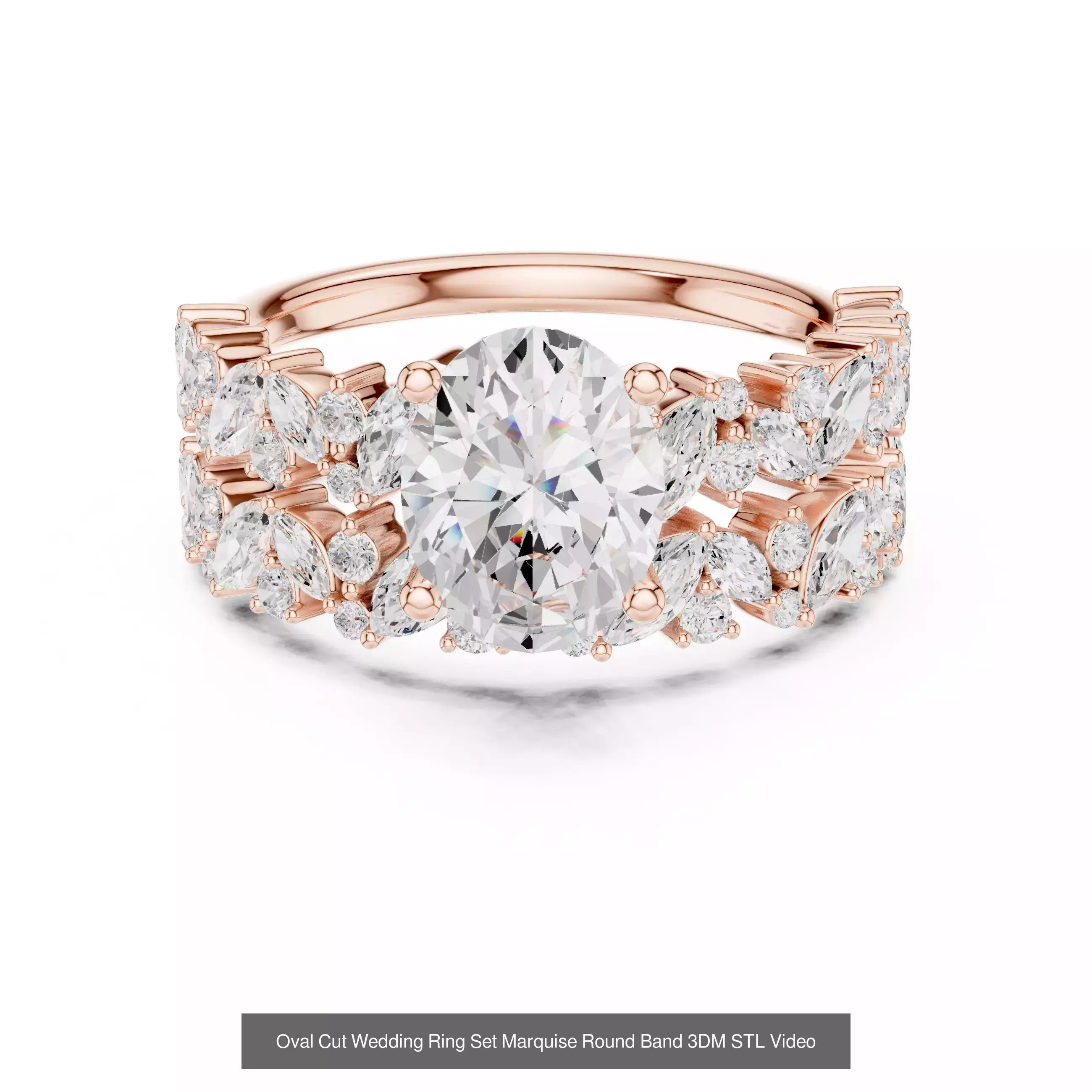 211 Oval Cut Diamond Rings 3DM STL OBJ FBX 3 Color Render Video 3D Model Collection_165